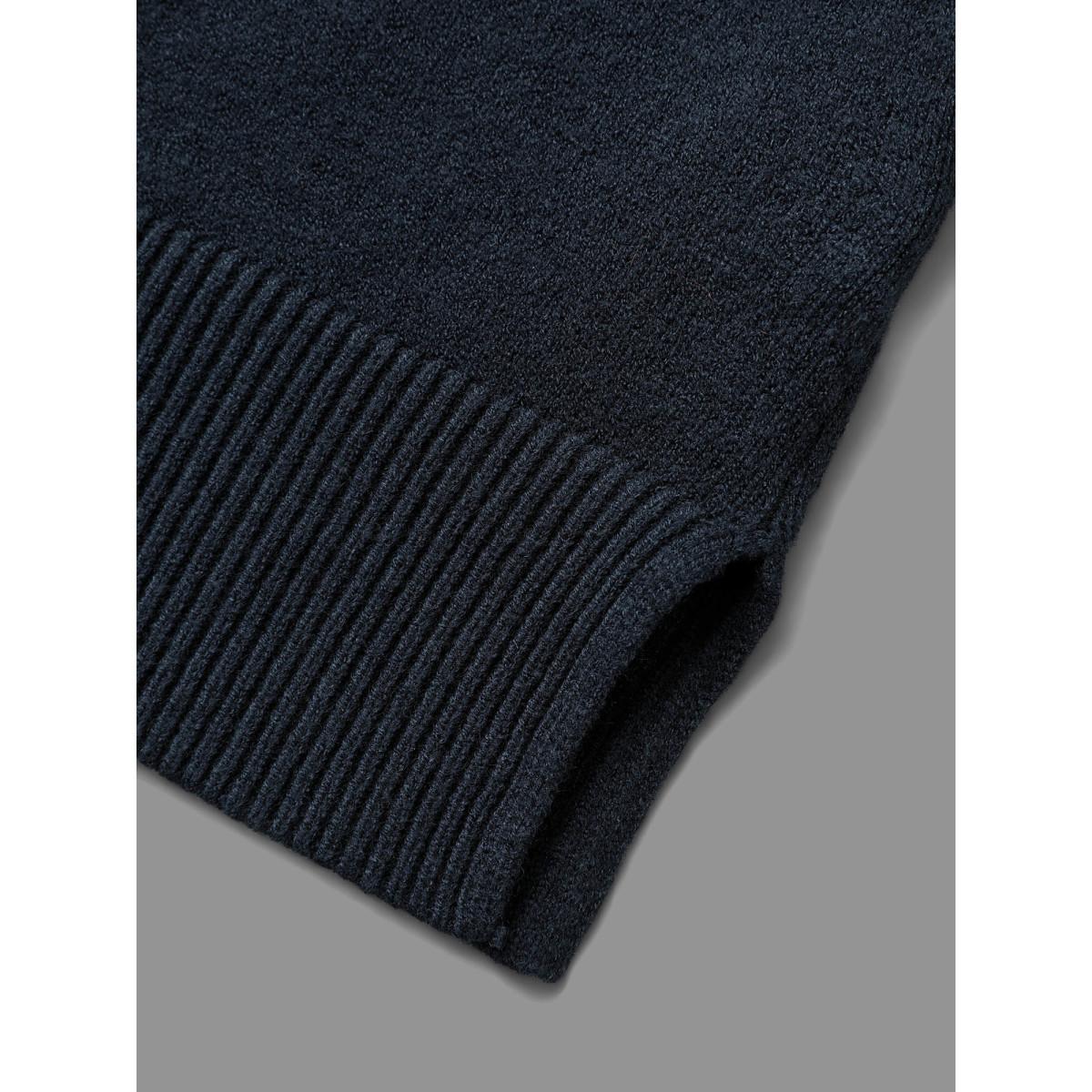 Plus Size Supersoft Essentials Love Pattern Heather Pullover Indigo Women Playful Loose Long Sleeve Round Neck Casual Pullovers BloomChic 18-20/2X Product Image