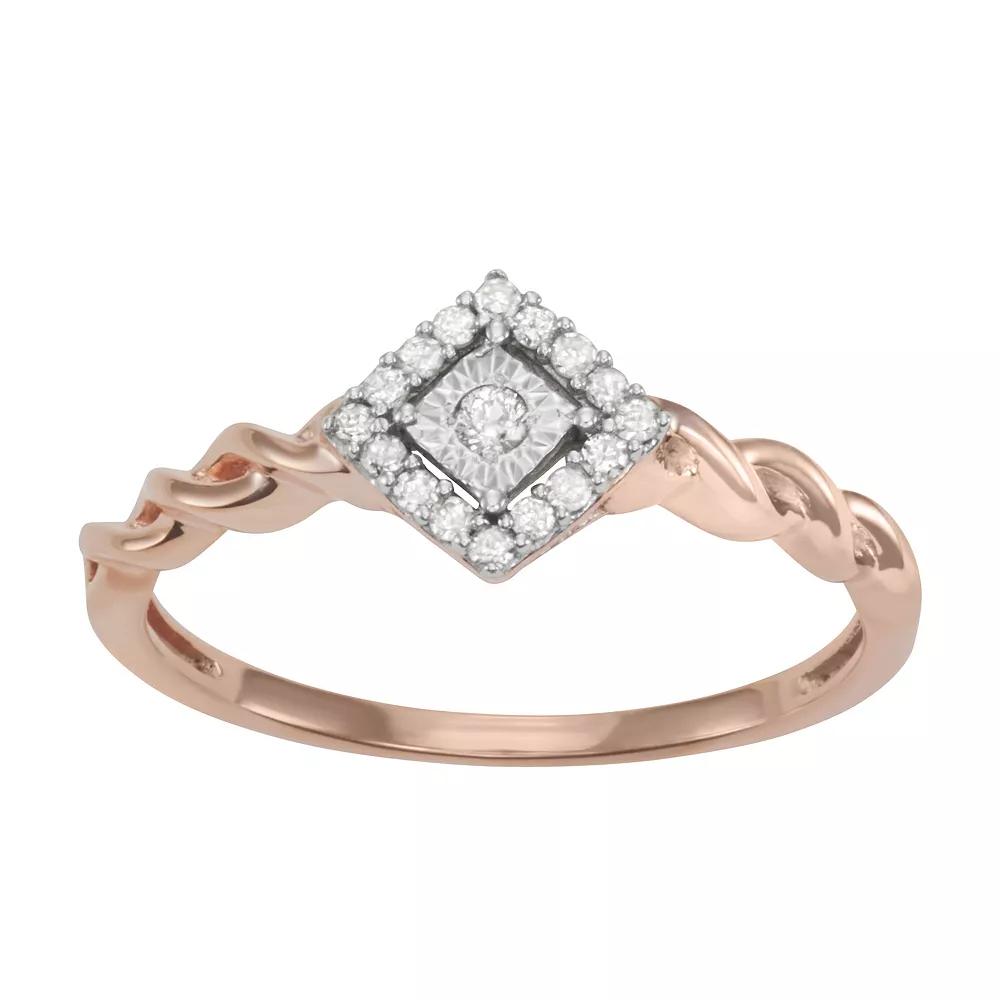 HDI 10k Rose Gold Over Silver 1/10 Carat T.W. Diamond Vintage Ring, Women's, Size: 9, Pink Tone Product Image