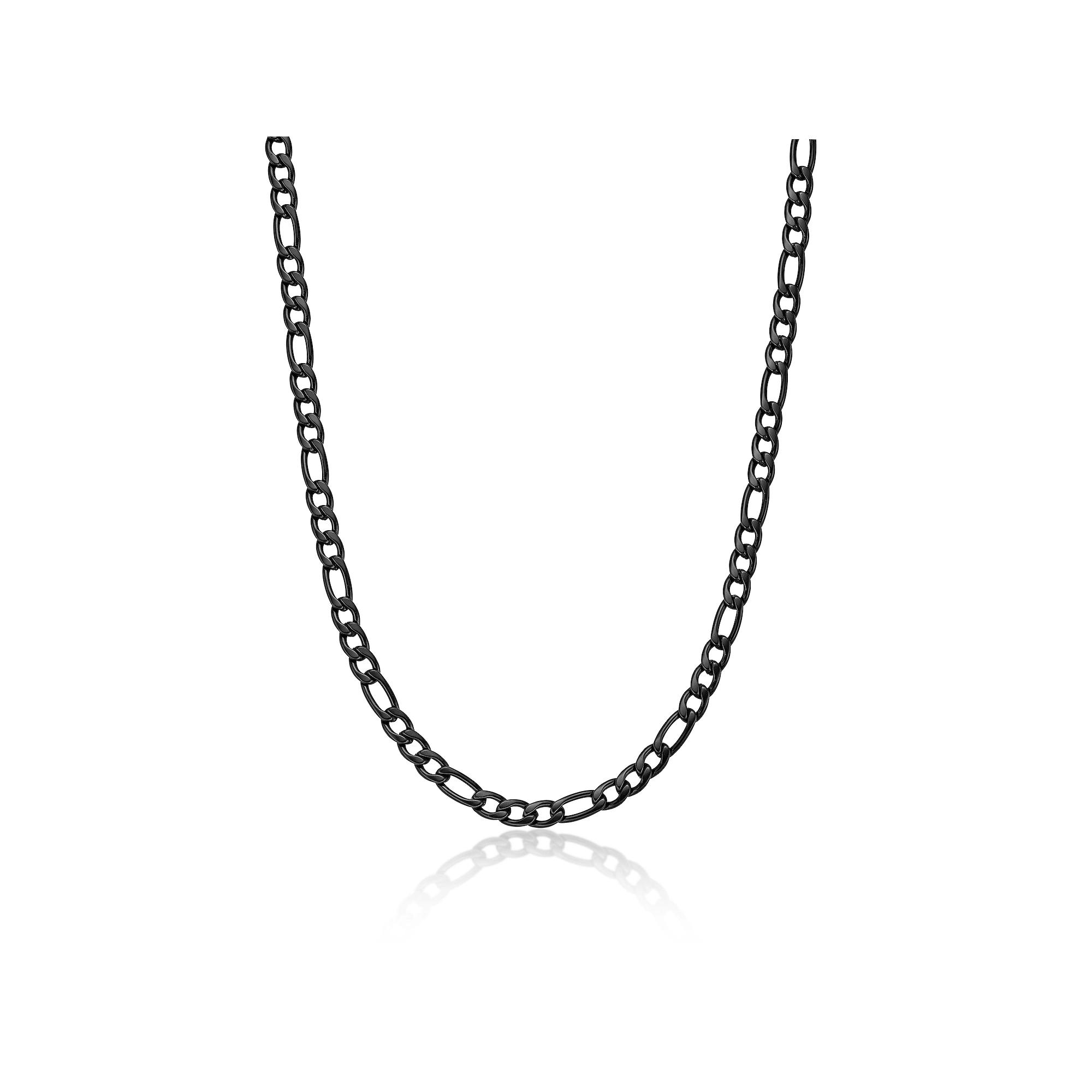 Men's LYNX Stainless Steel 6 mm Figaro Chain Necklace, Size: 18", Black Product Image