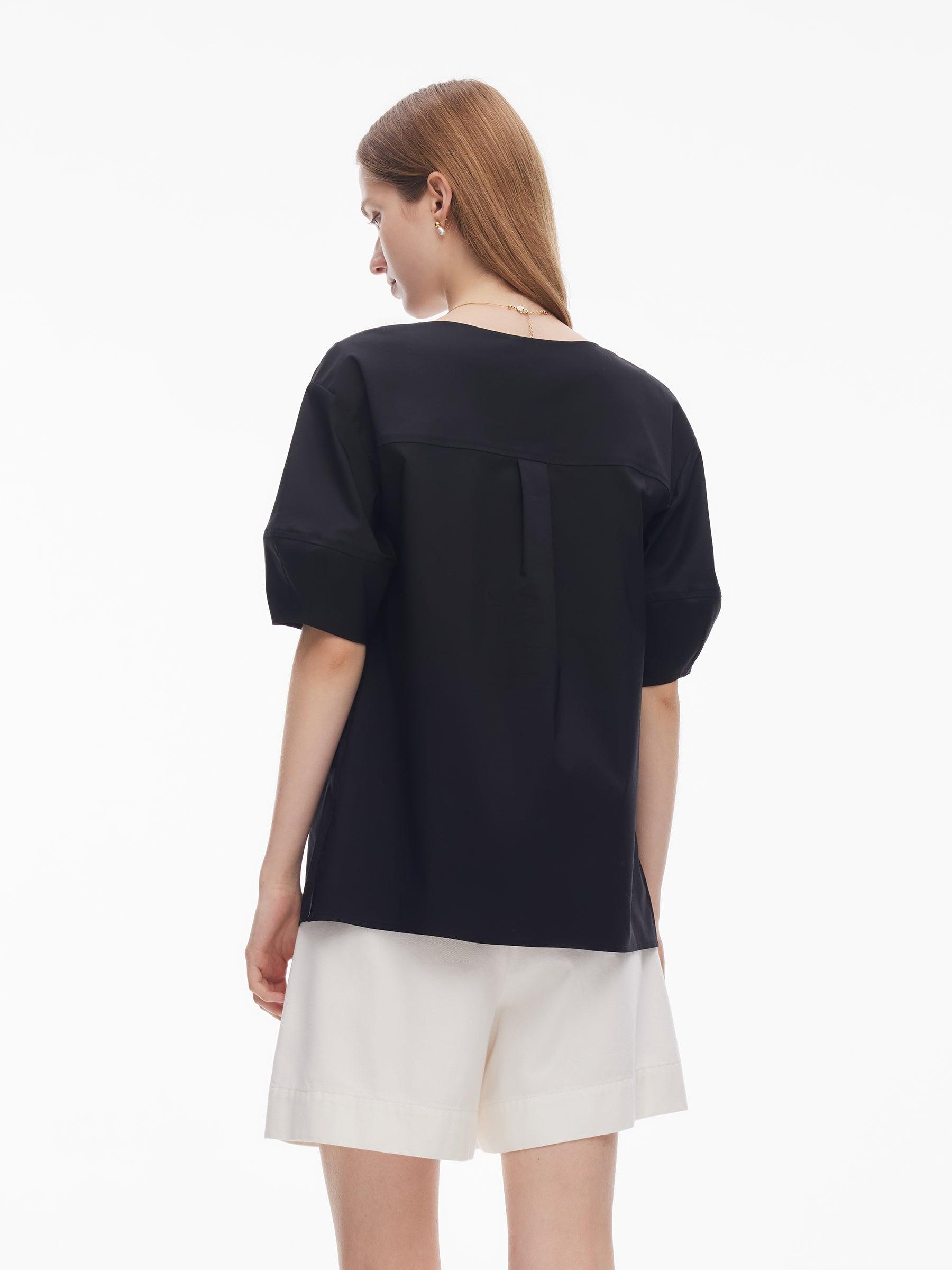 Pleated Neck Women Side Slit Top Product Image