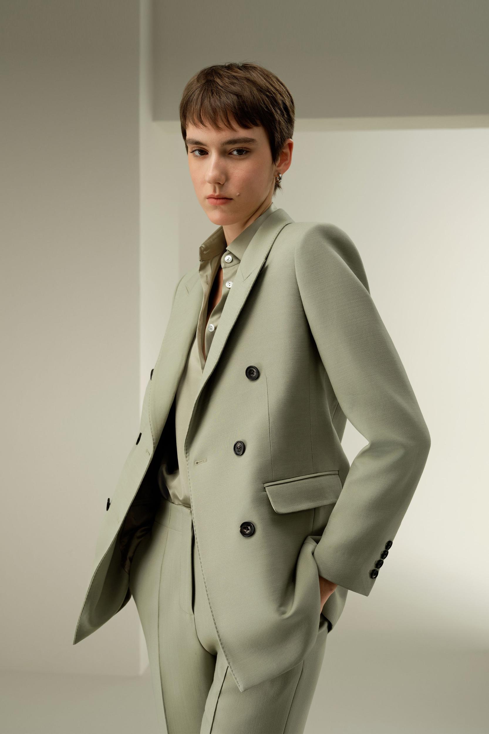 Double Breasted Lapel Blazer Product Image