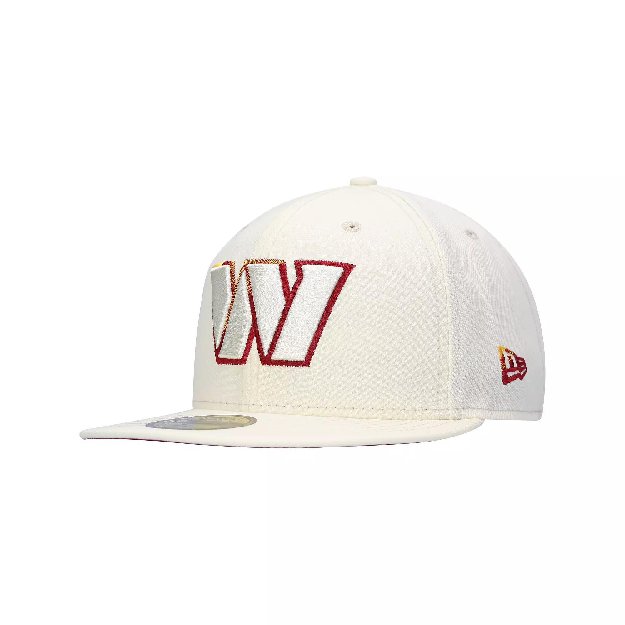 Men's New Era Cream Washington Commanders Chrome Color Dim 59FIFTY Fitted Hat,  Product Image