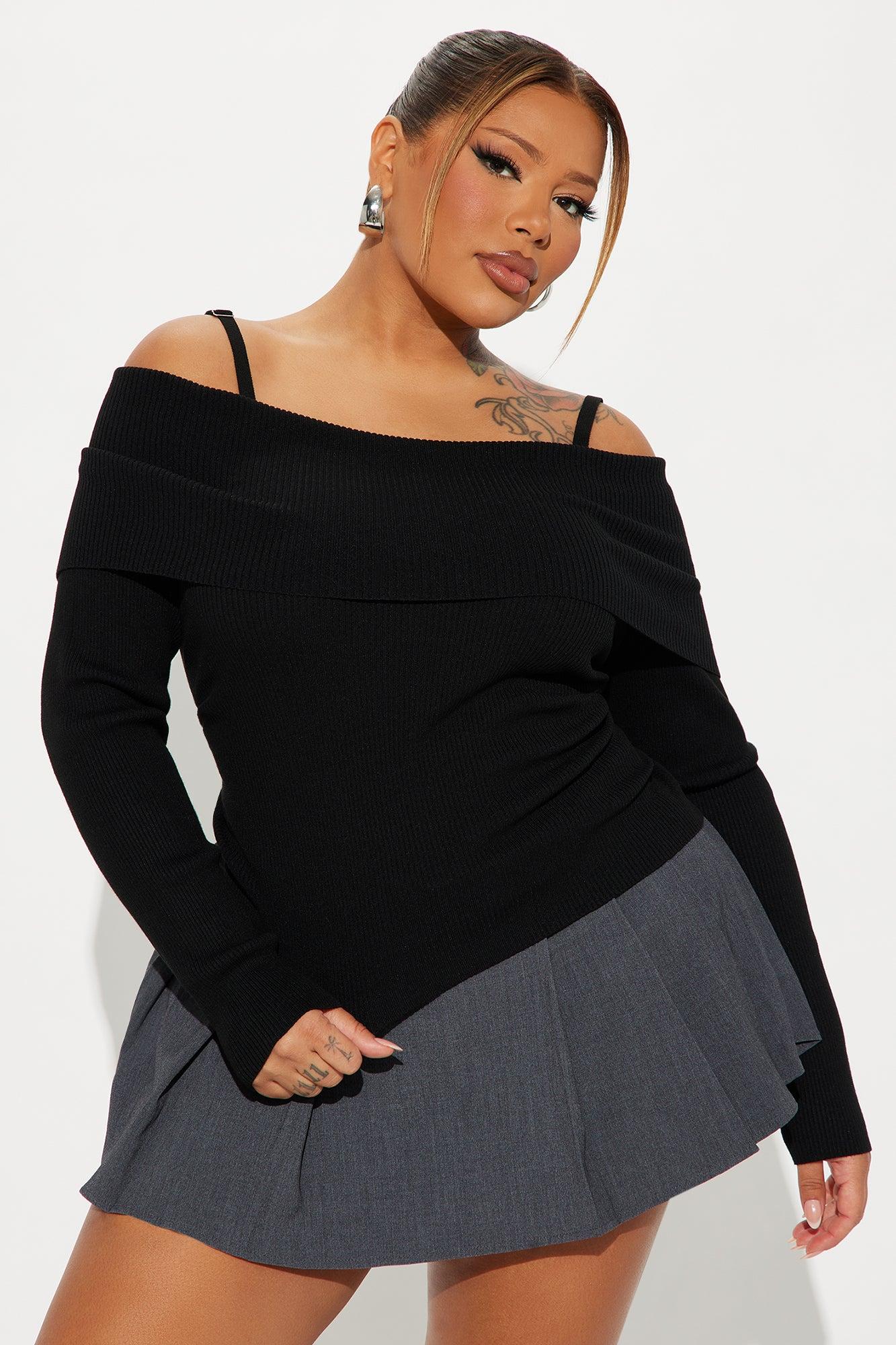 Morgan Off Shoulder Sweater - Black Product Image