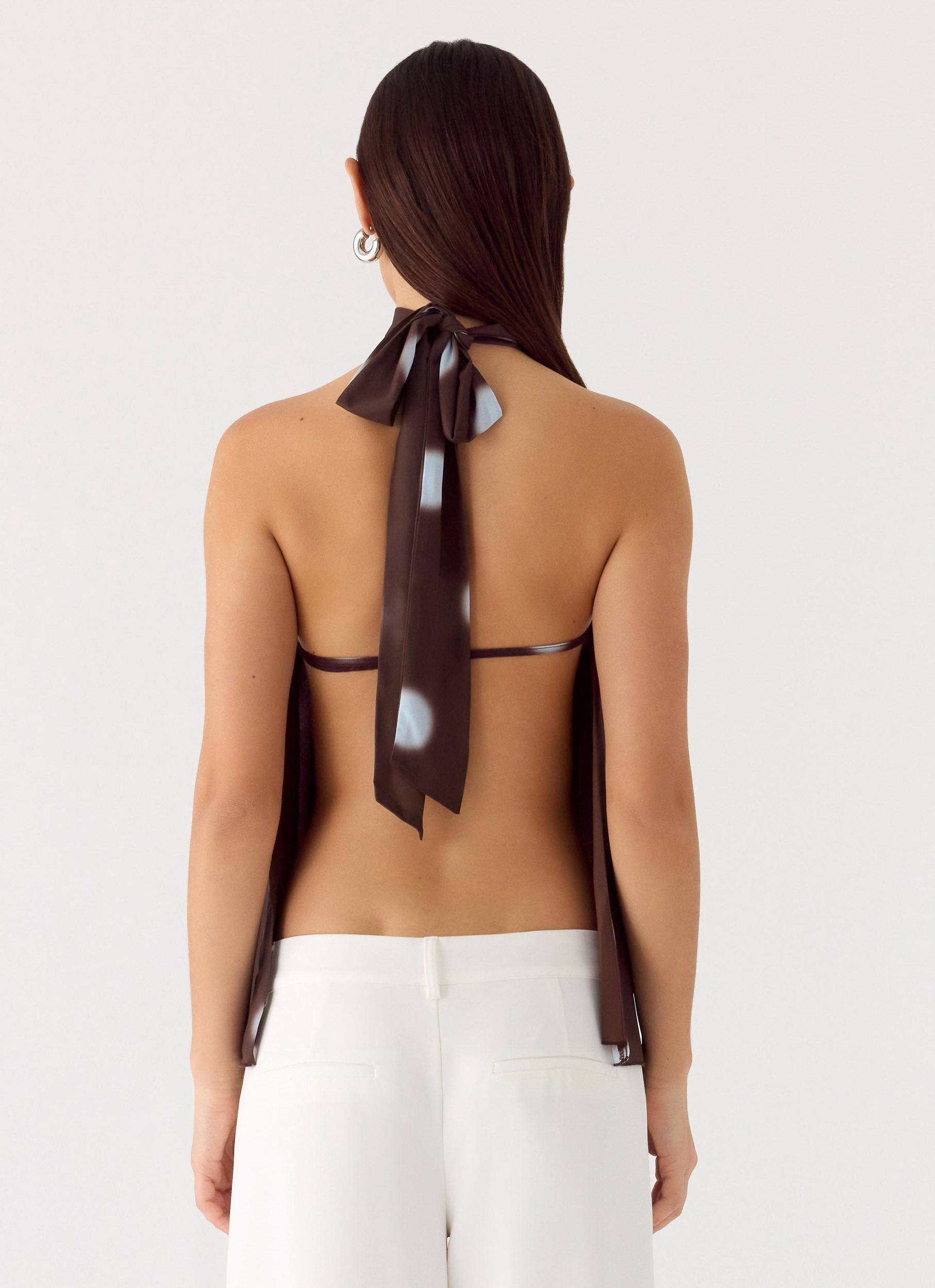 Corrida Backless Top - Chocolate Blue Dot Product Image