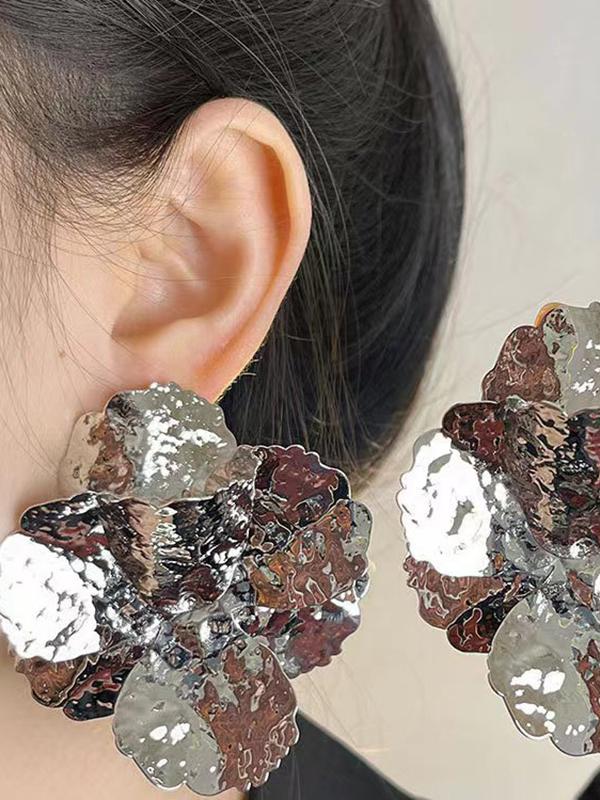 Flower Shape Shiny Earrings Accessories Product Image