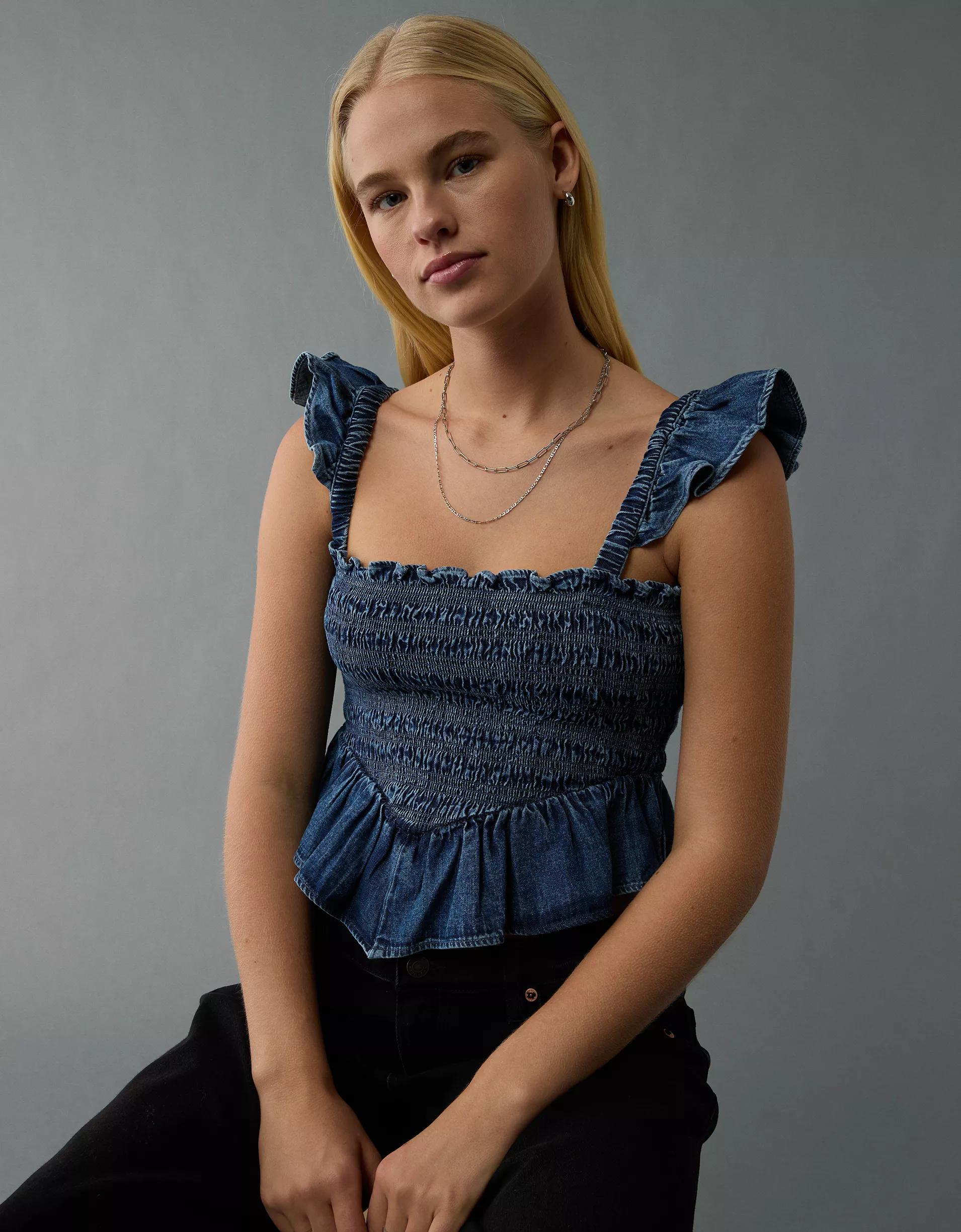 AE Bella Smocked Crop Top Product Image