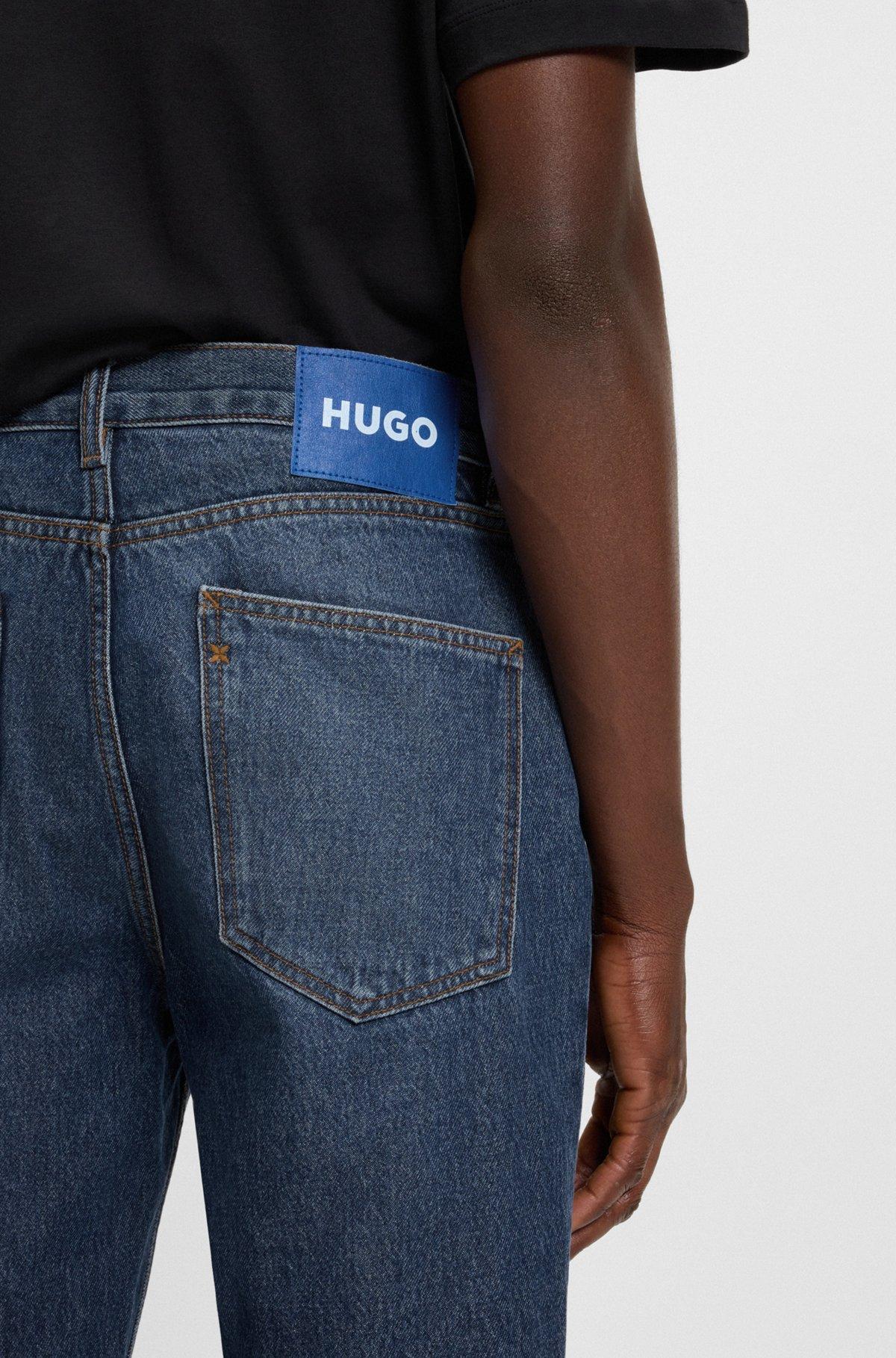HUGO - Regular-fit jeans in faded dark-blue denim - Dark Blue Product Image