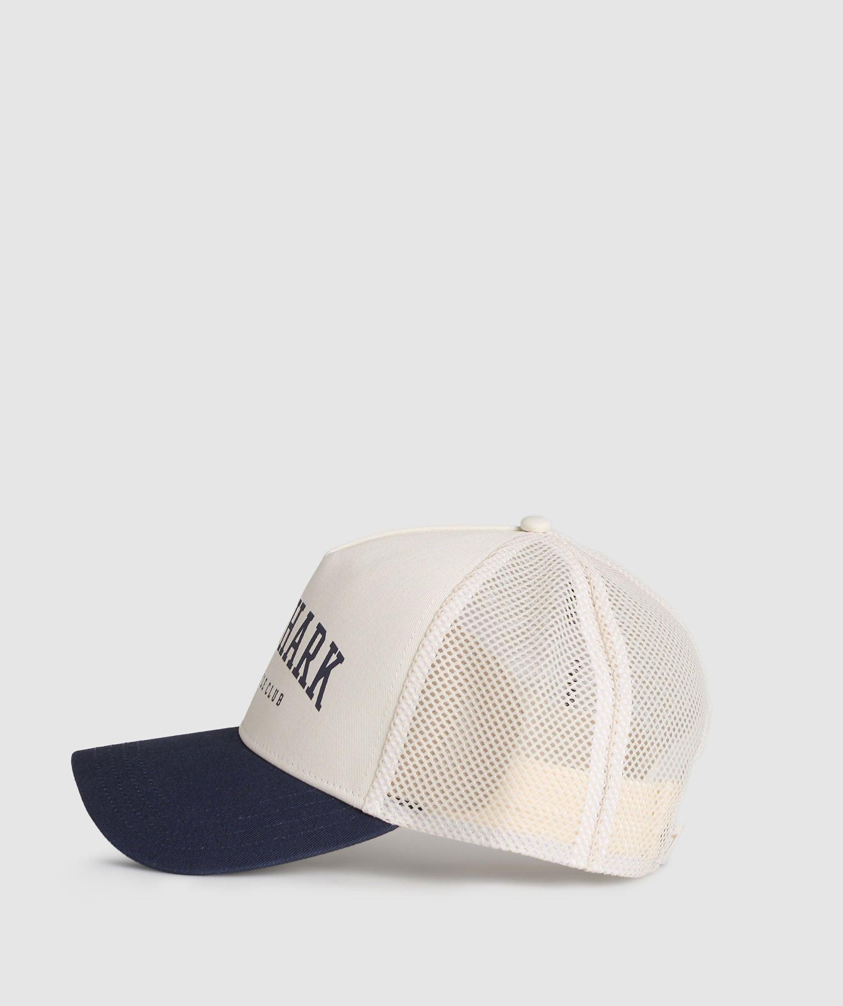 Gymshark Collegiate Trucker - Oat White/Heavy Blue Unisex Product Image
