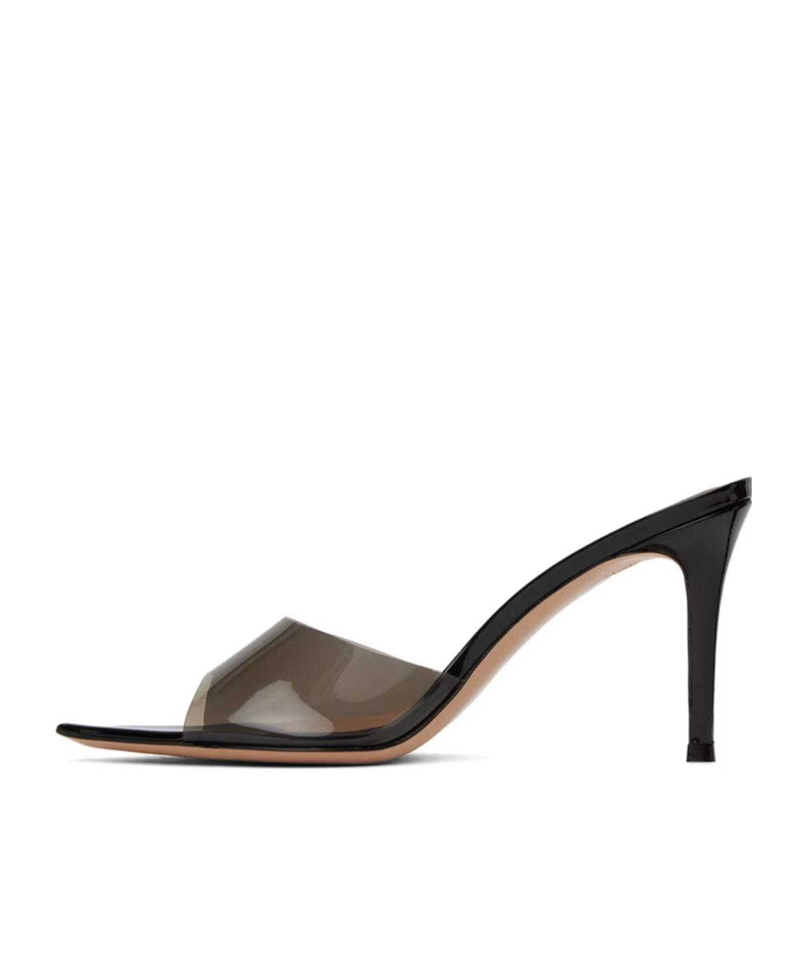 GIANVITO ROSSI Elle 85 Pvc And Patent-leather Mules In Black Product Image
