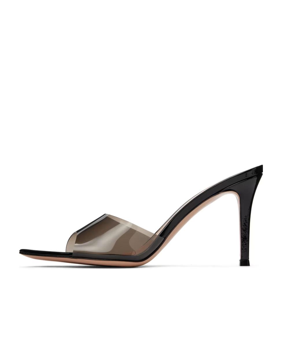 GIANVITO ROSSI Elle 85 Pvc And Patent-leather Mules In Black Product Image