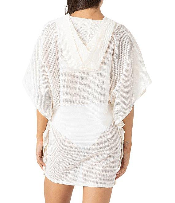 Roxy Solid Crochet Hoodie Neck Poncho Swim Cover-Up Product Image
