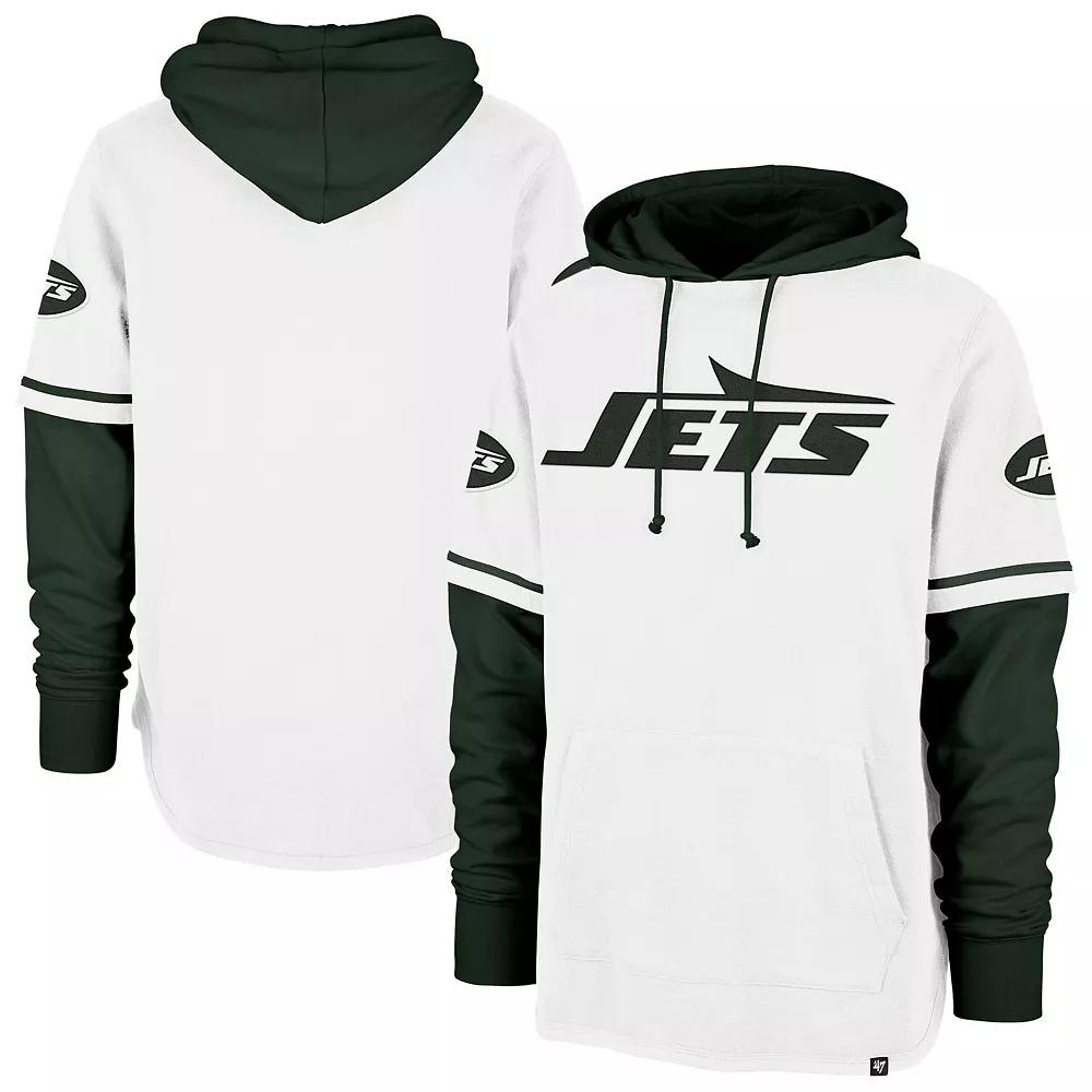Men's '47 White New York Jets Trifecta Shortstop Pullover Hoodie, Size: 2XL Product Image