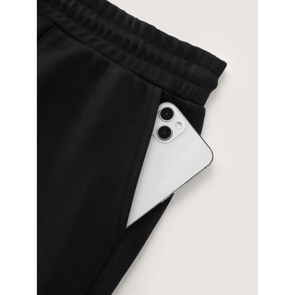 Plus Size Stretchy Drawstring Waist Seamed Pants Women Black Leisure Mid Rise Casual Pants BloomChic 18-20/2X Product Image