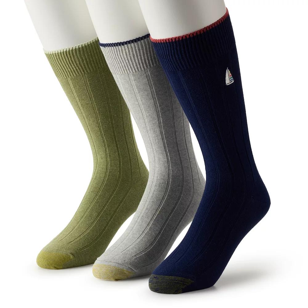 Men's GOLDTOE® 3-pk. Hampton Embroidery Socks, Size: 6-12, Sailboat Embroider Product Image