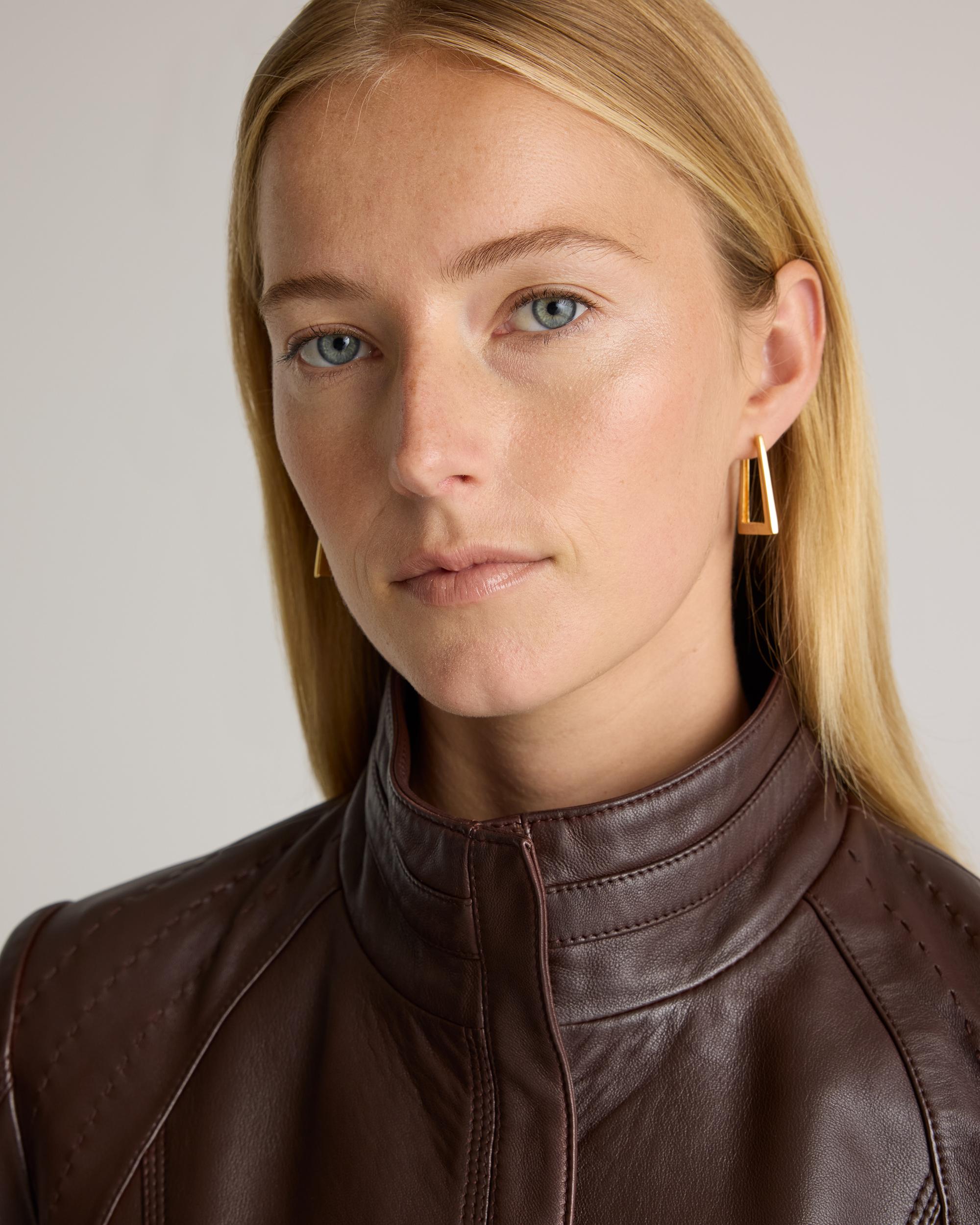 Quince | Women's Stand-Collar Jacket Size XS, Leather Product Image