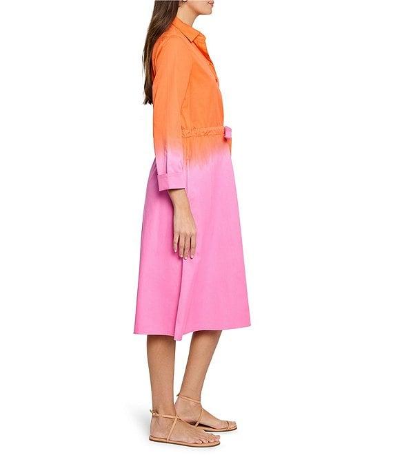 NIC + ZOE Ayla Ombre Point Collar Bracelet Sleeve Tie Front Dress Product Image