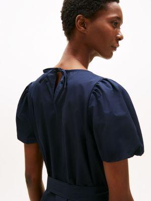 Puff-Sleeve Belted Dress Product Image