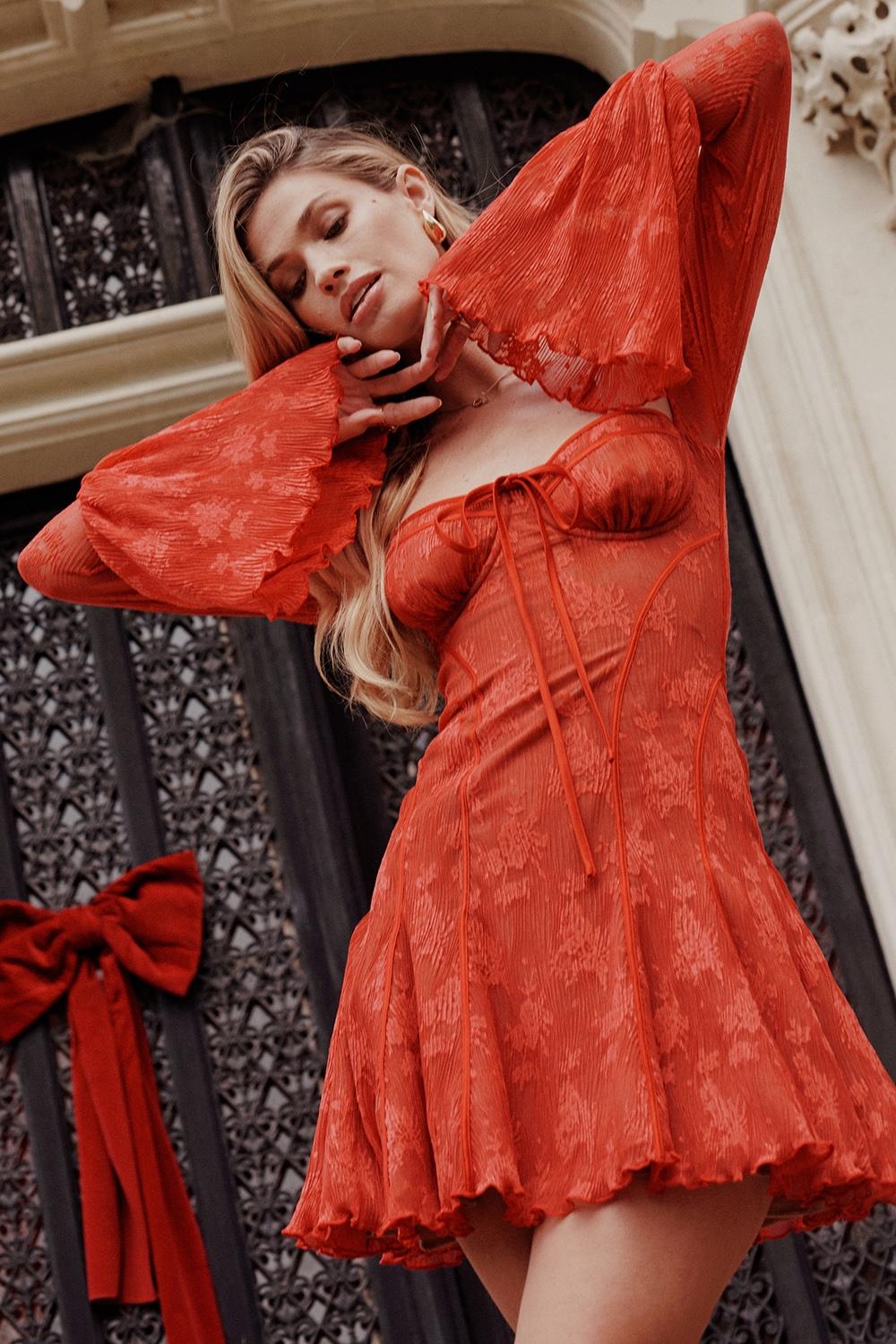 Analissa  scarlet lace corset dress Product Image