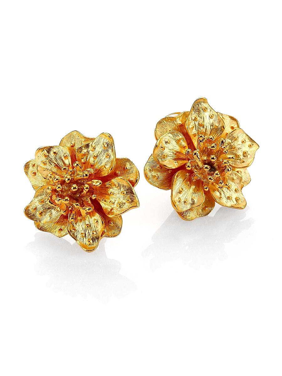 Womens Anemone Flower Clip-On Button Earrings Product Image