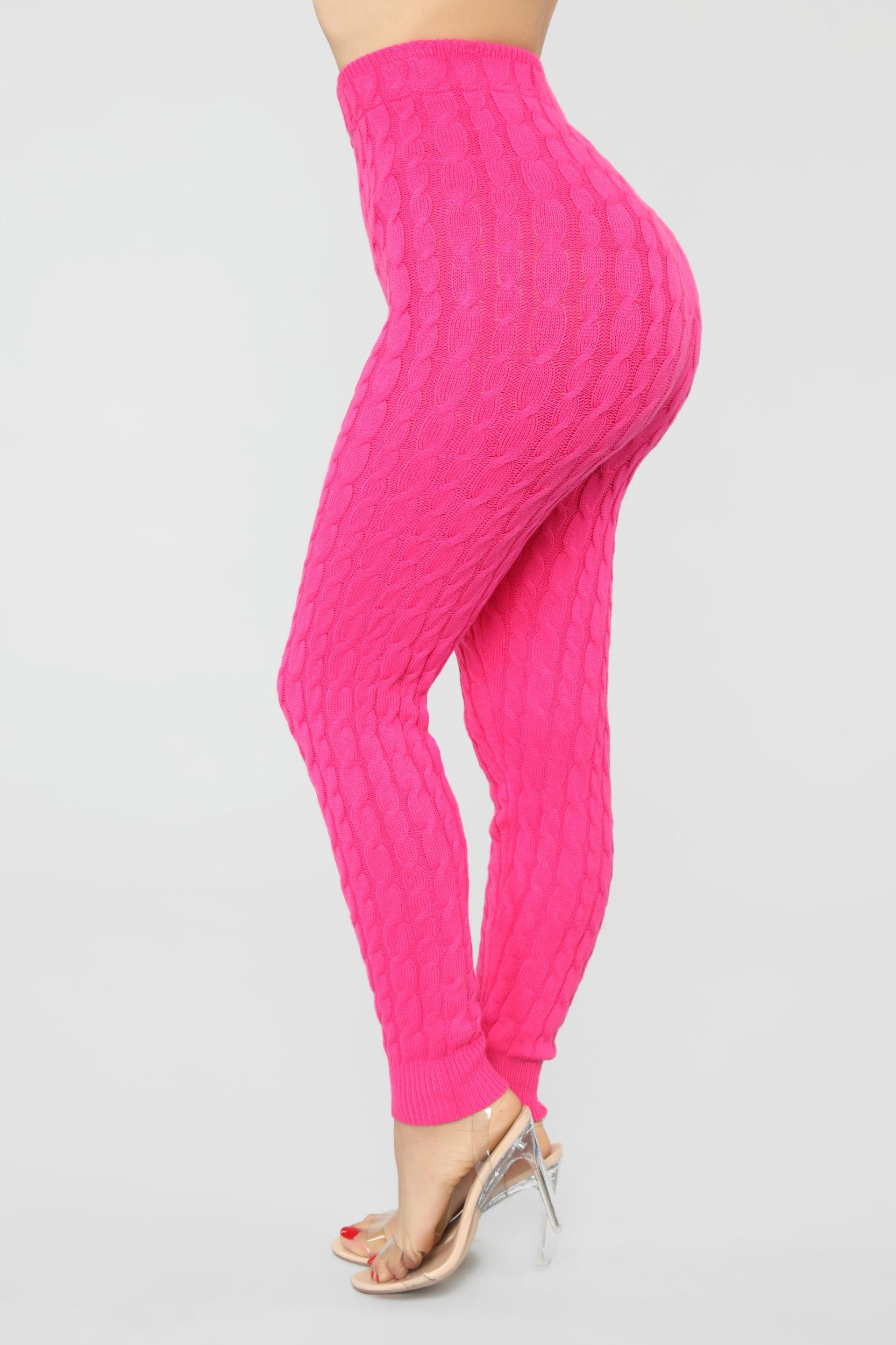 Sweater Sweetie Pant Set - Neon Pink Product Image