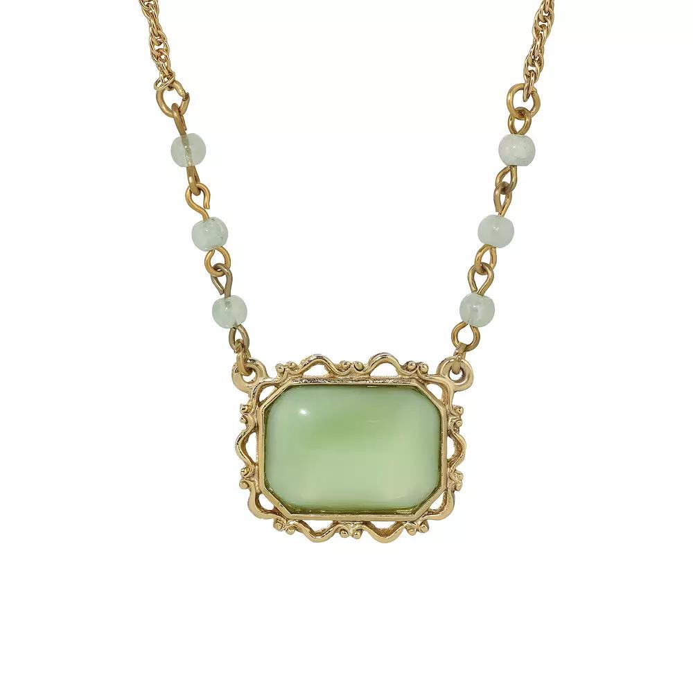 1928 Gold Tone Moonstone Pendant Necklace, Women's, Green Product Image