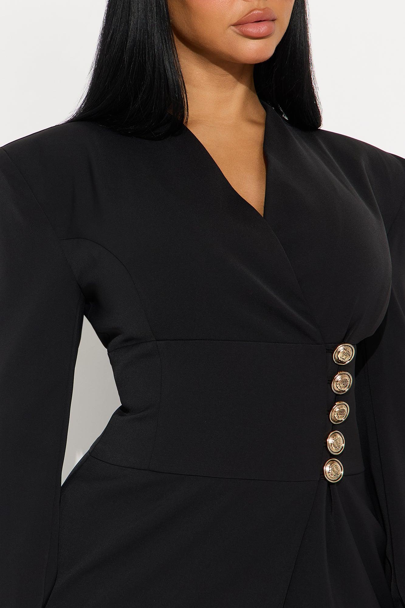 Can't Stop Me Blazer Mini Dress - Black Female Product Image