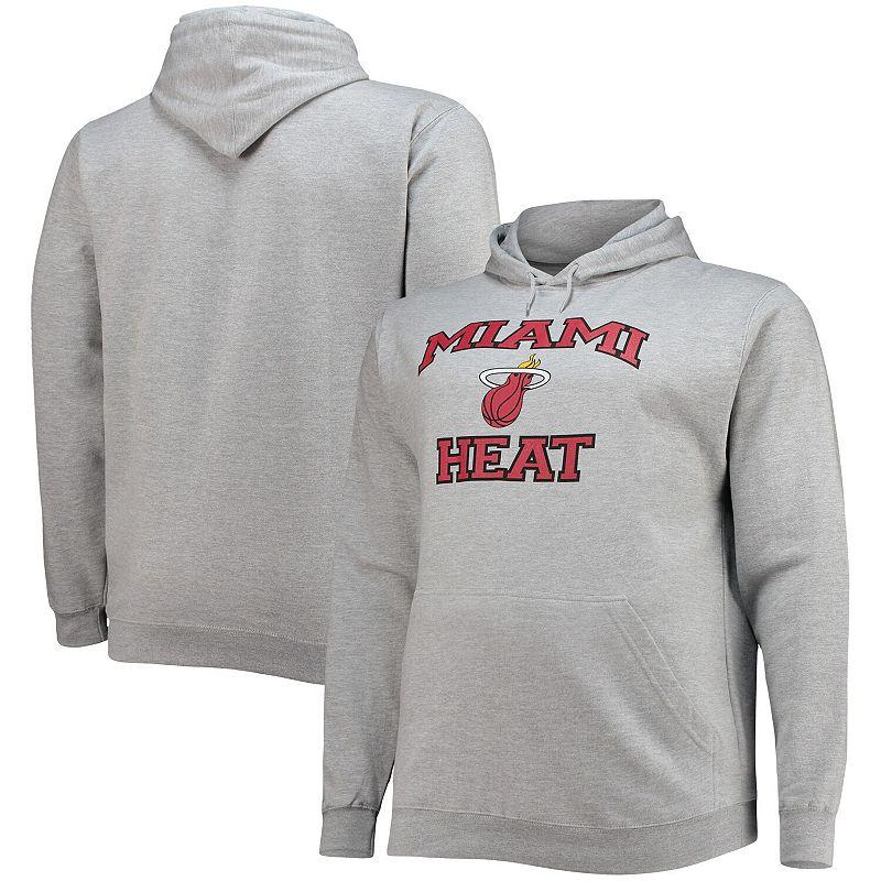 Men's Heathered Gray Miami Heat Big & Tall Heart & Soul Pullover Hoodie,  Product Image