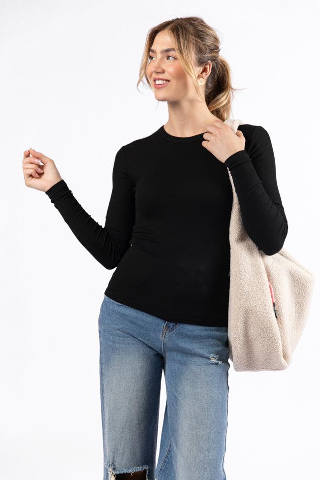 Make Your Choice Black Ribbed Long Sleeve Tee FINAL SALE Product Image