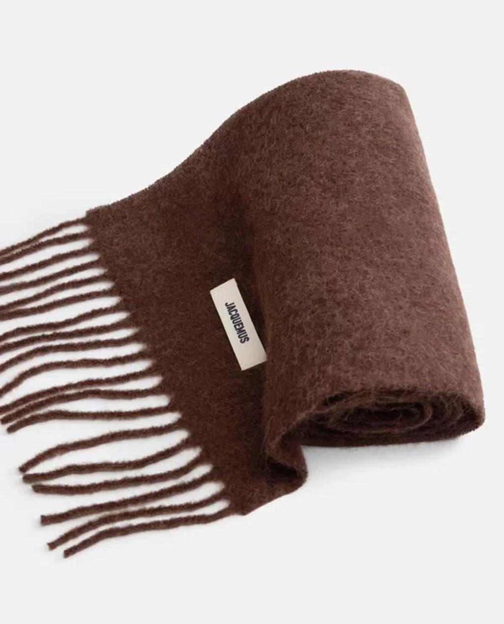 JACQUEMUS Edges Stylish Scarf Fringed In Brown Product Image