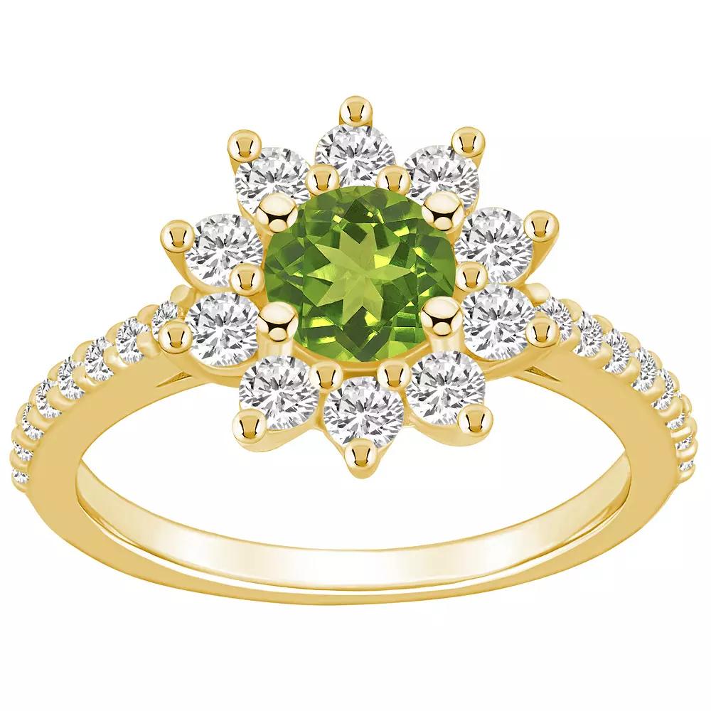 Alyson Layne 14k Gold Peridot & 3/4 Carat T.W. Diamond Halo Ring, Women's, Size: 6, Green Product Image