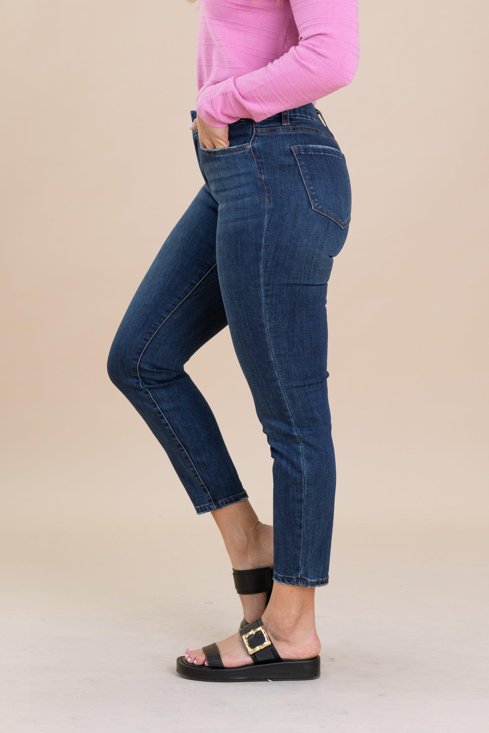 Mica Dark Wash Mid Rise Ankle Skinny Jeans Product Image