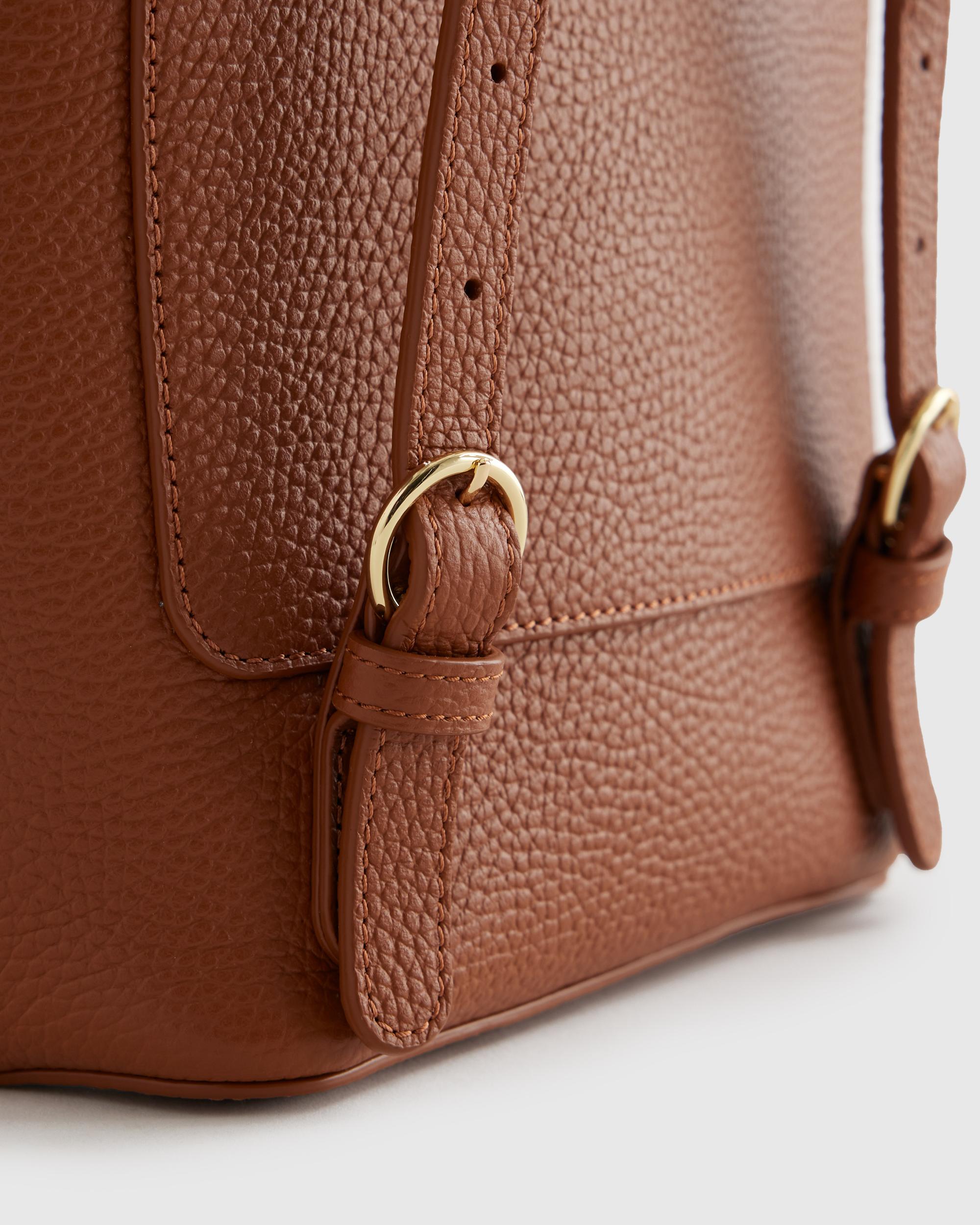 Quince | Women's Italian Leather Small Backpack in Cognac Product Image