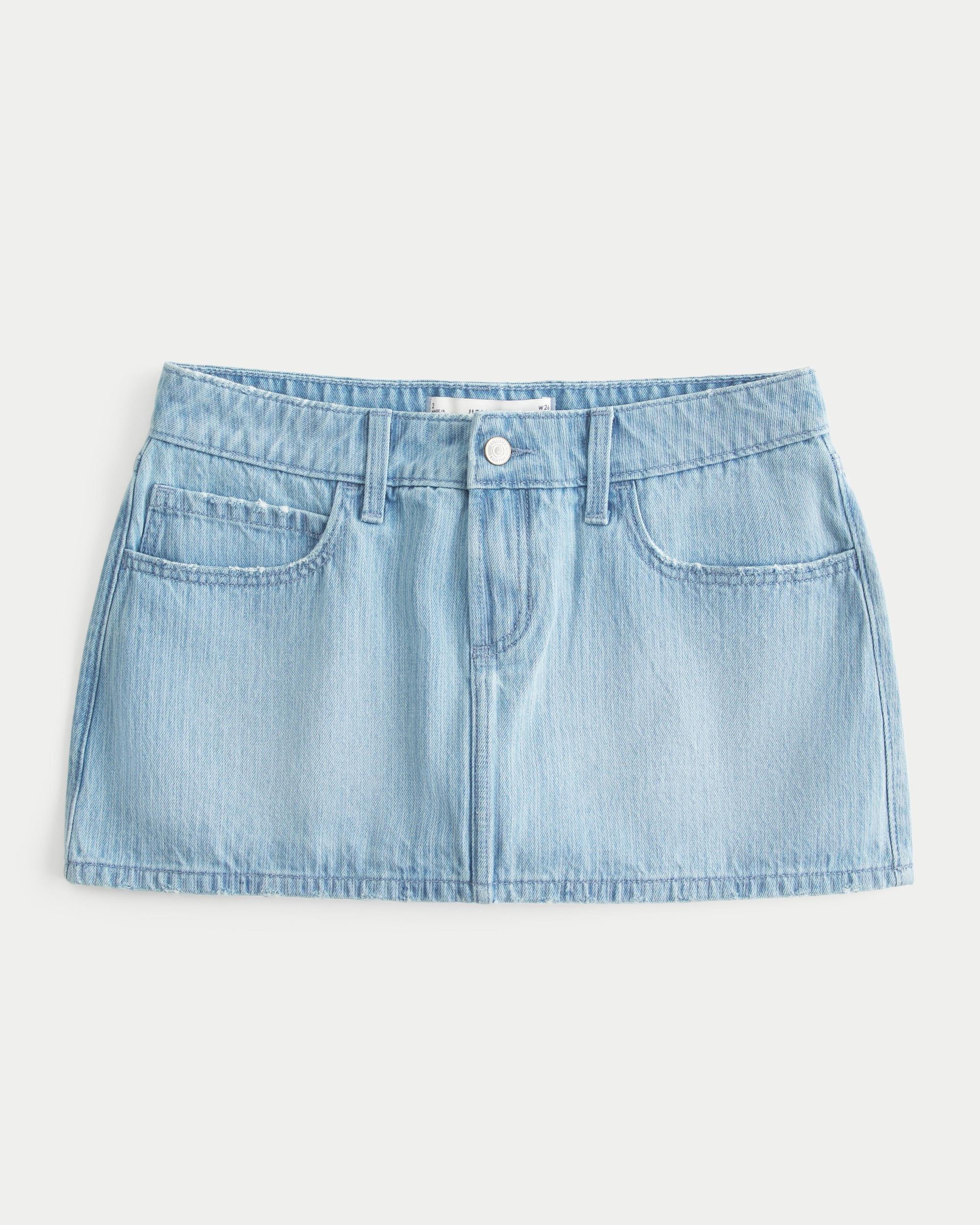 Low-Rise Pink Denim Mini Skort Product Image