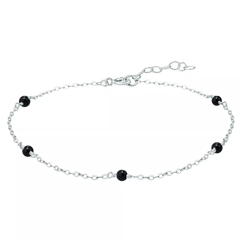 Aleure Precioso Sterling Silver Bead Station Anklet, Women's, Size: 9", Purple Product Image