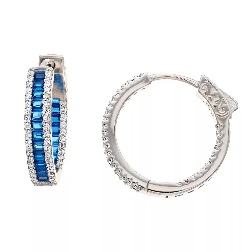 Sterling Silver Cubic Zirconia Hoop Earrings, Womens Product Image