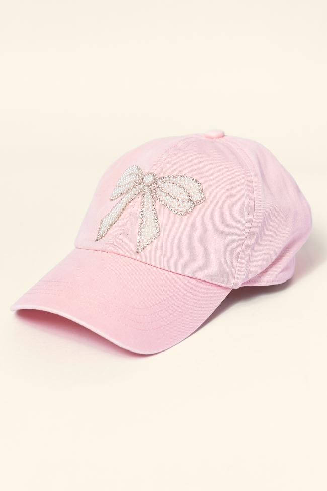 Pink Pearl Bow Hat Girls Product Image