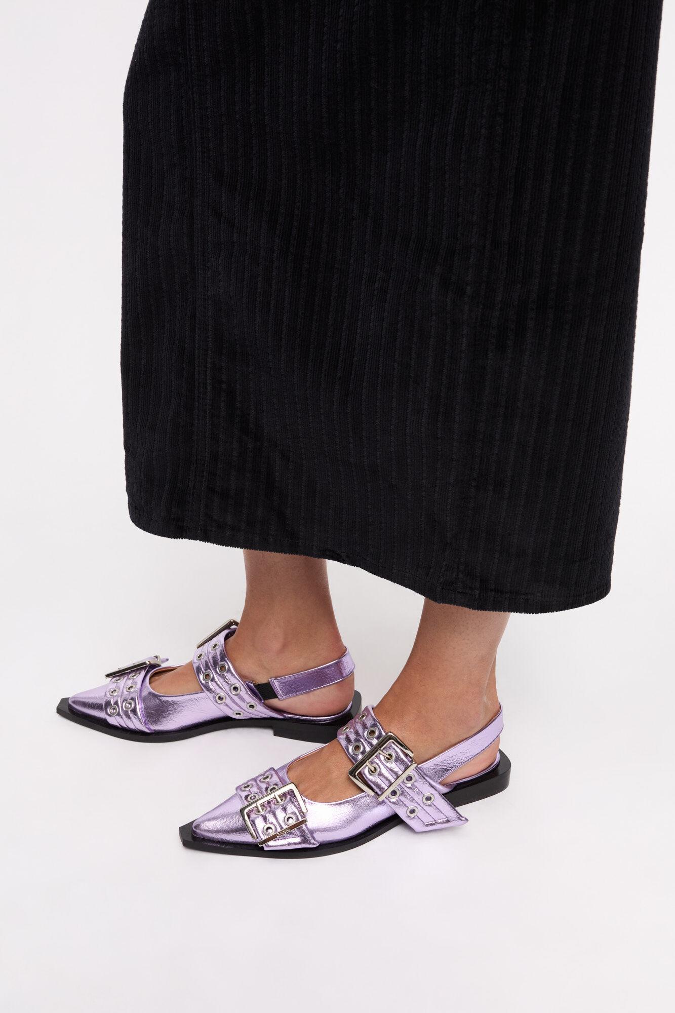 Pink Metallic Feminine Buckle Ballerinas Product Image