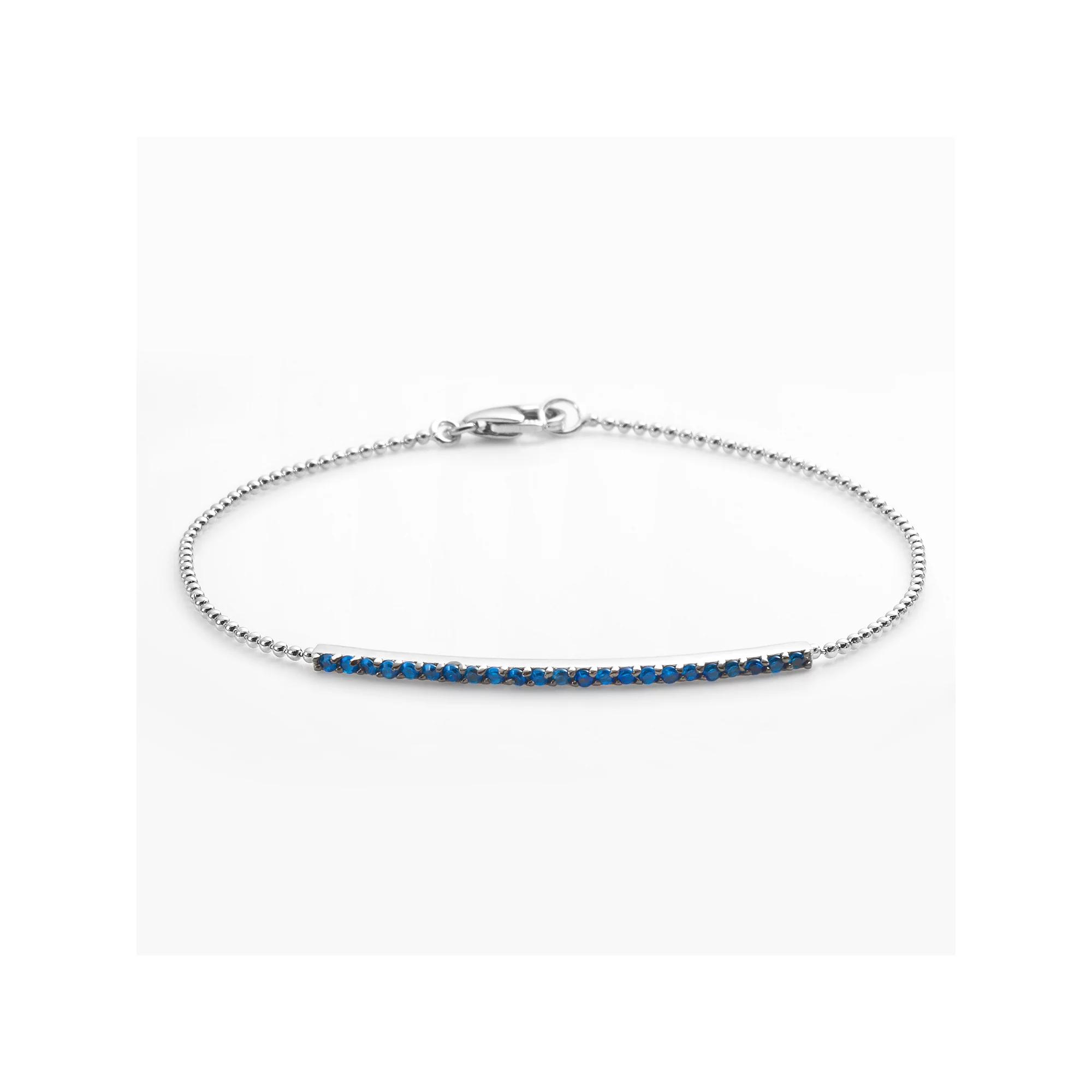 Sophie Miller Sterling Silver Blue Cubic Zirconia Bar Link Bracelet, Women's, Size: 7" Product Image