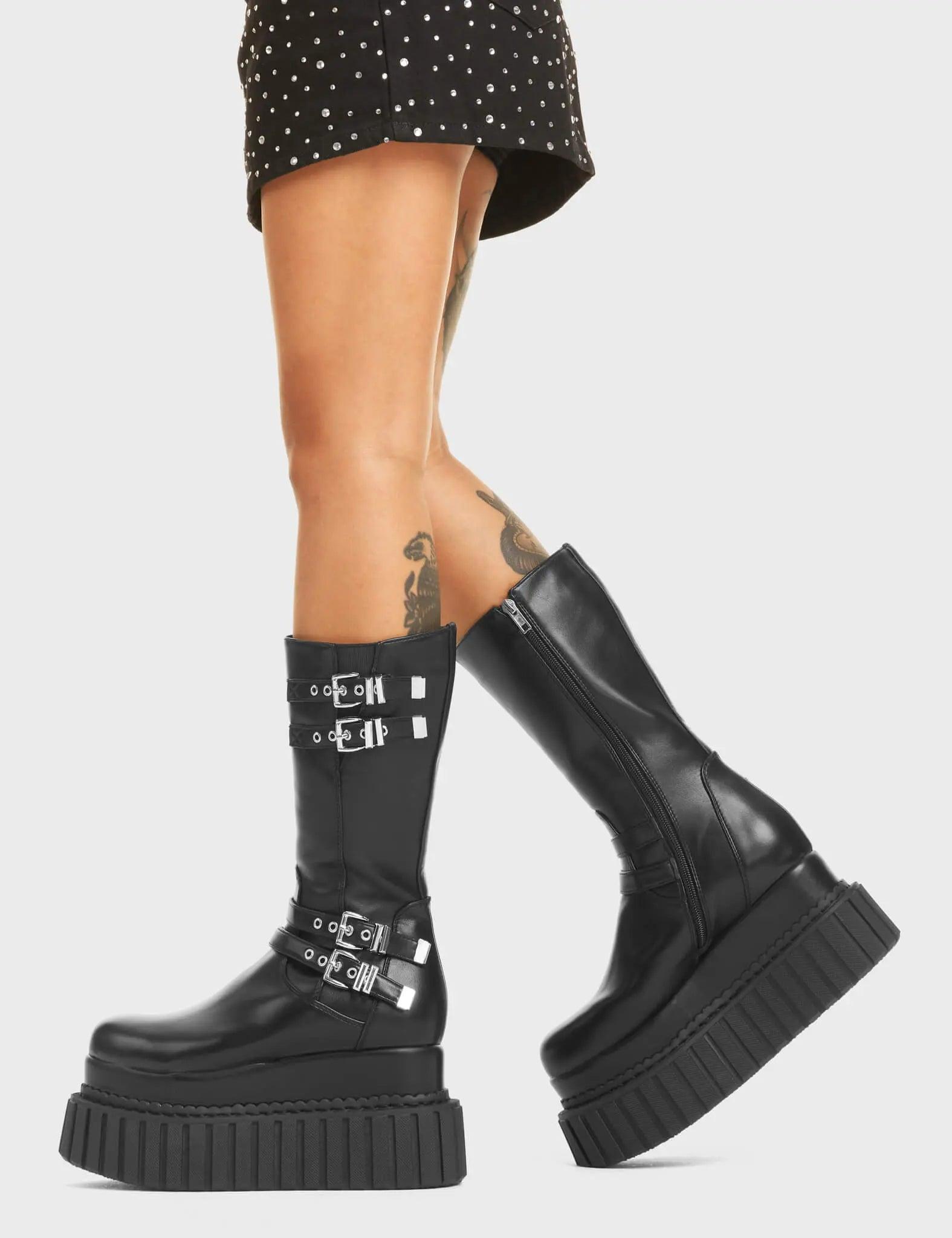 Night Time Chunky Creeper Platform Calf Boots Product Image