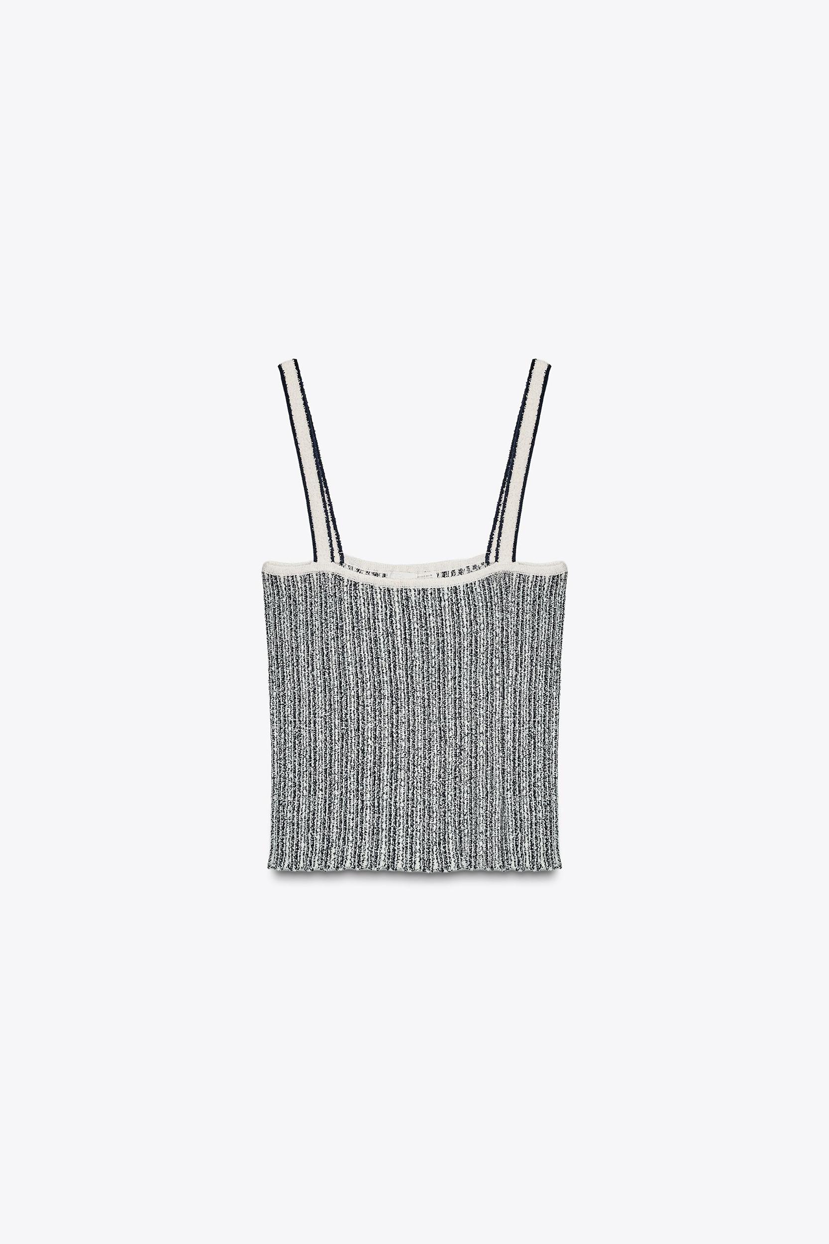 STRIPED CUT-OUT KNIT TOP Product Image