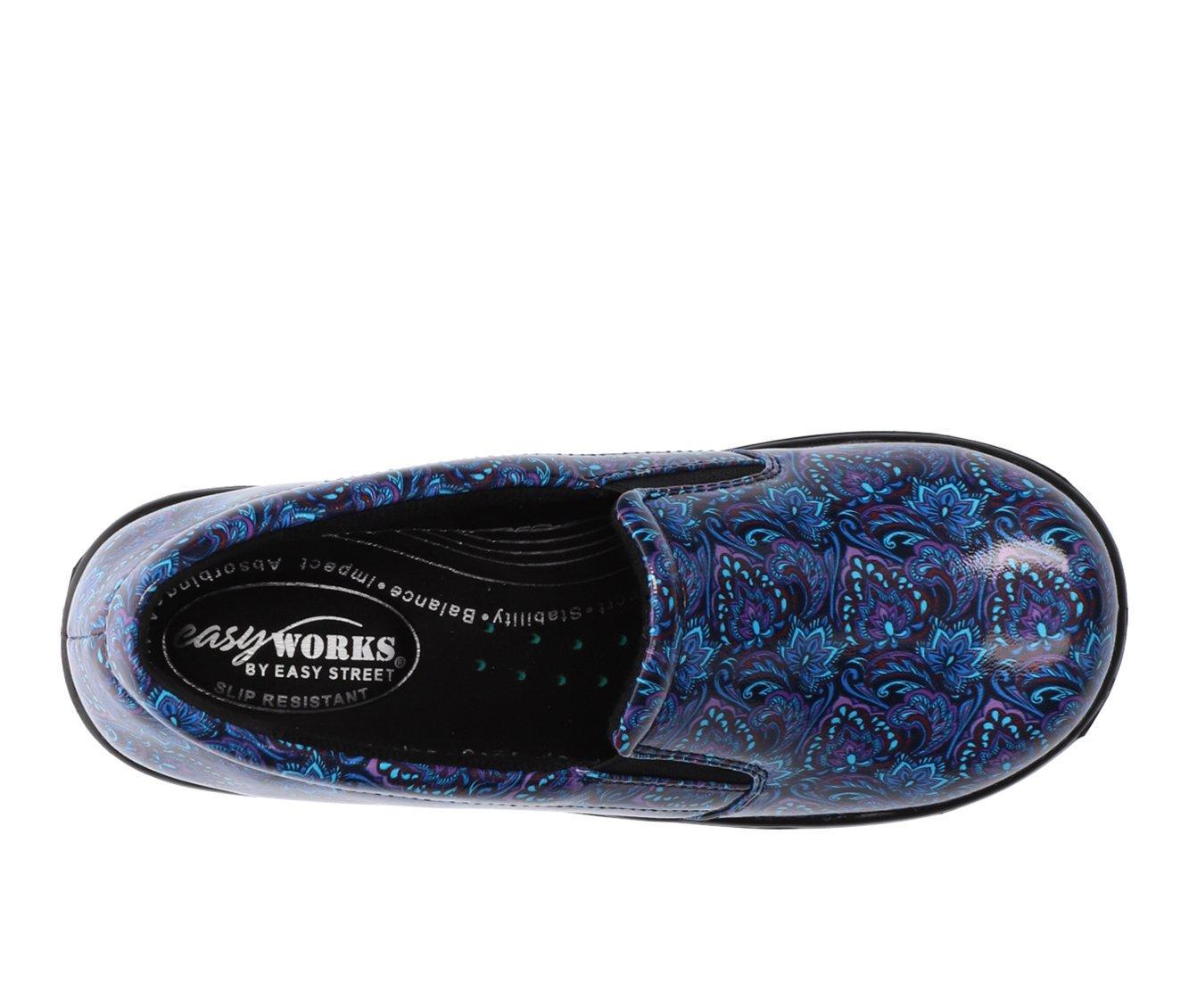 Women's Easy Works by Easy Street Leeza Navy Paisley Slip-Resistant Clogs Product Image