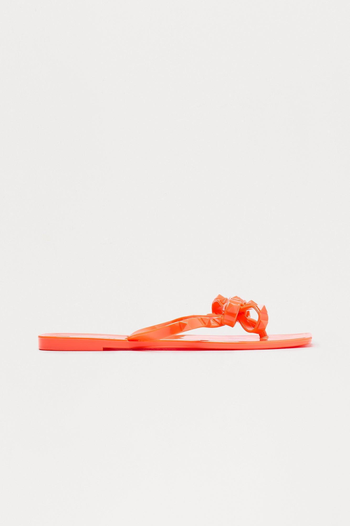 Vallie Bow Flip Flops - Orange Female Product Image