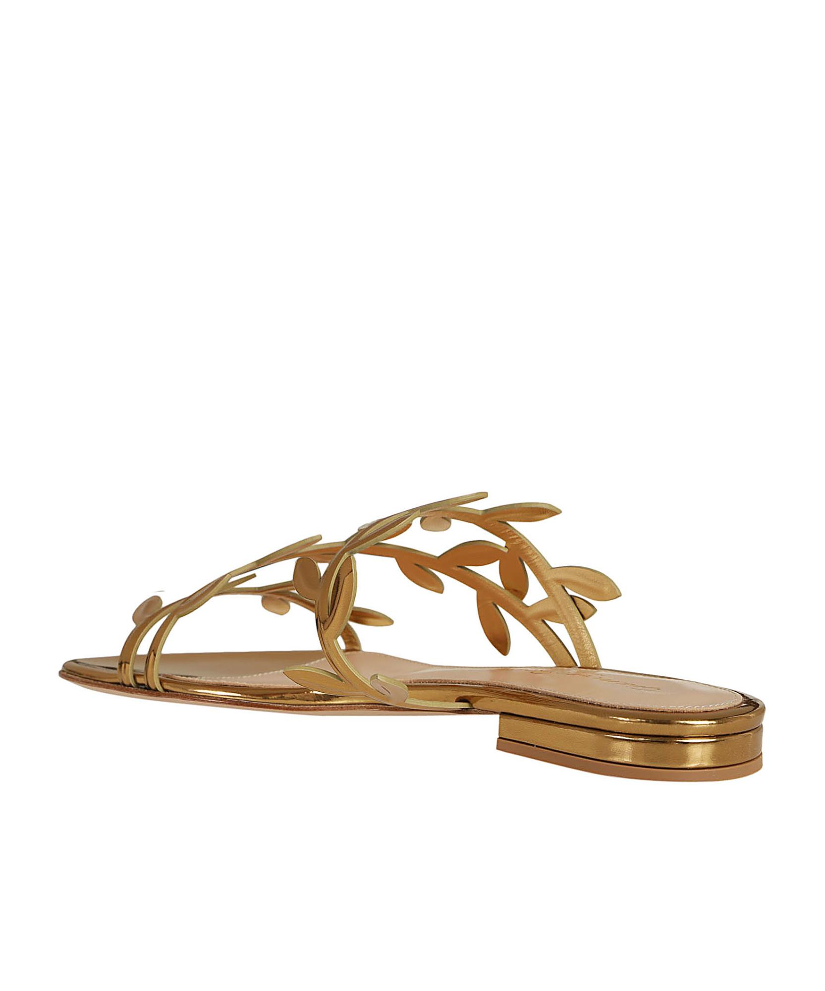 GIANVITO ROSSI Flavia Metallic Leather Sandals In Mekong Product Image