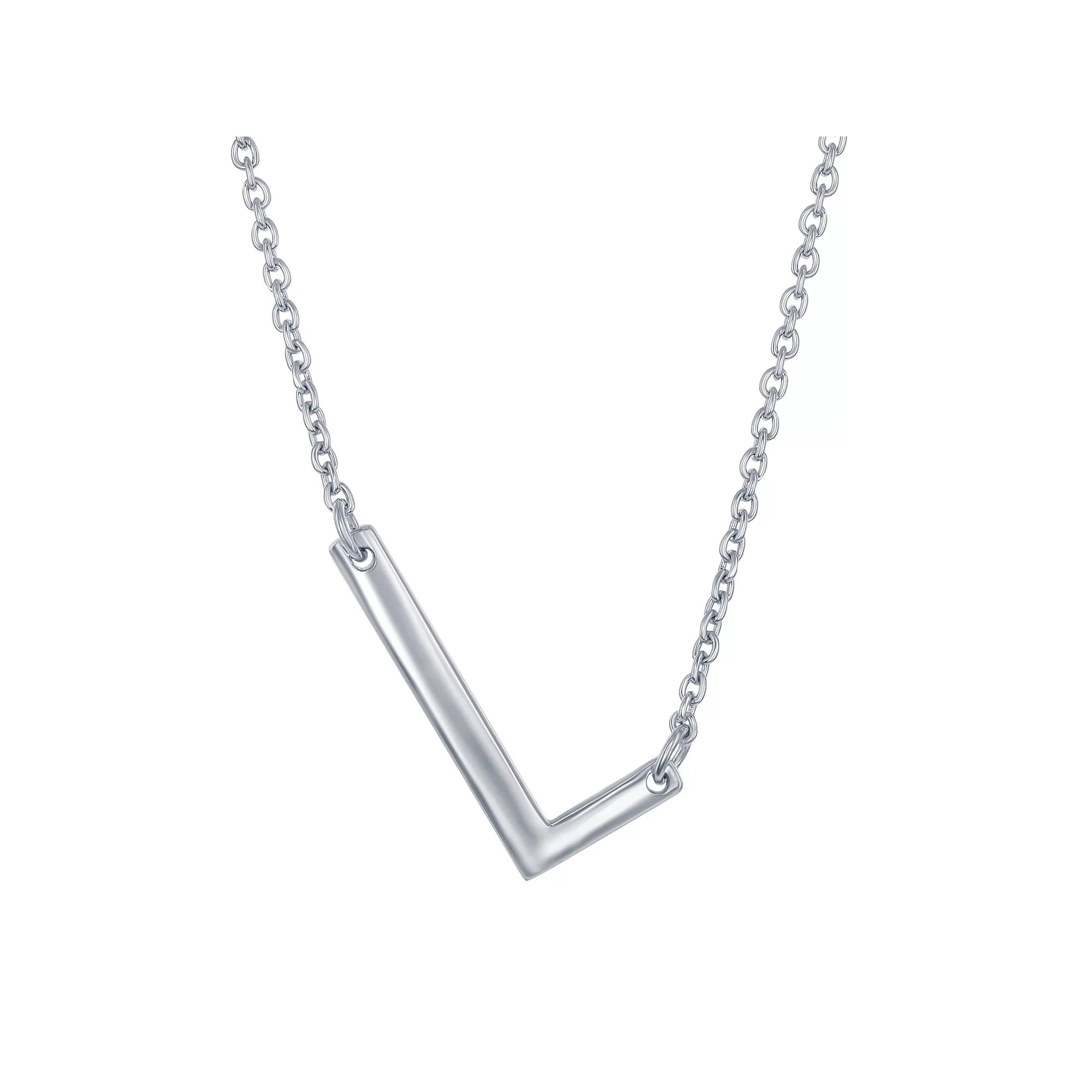 Sterling Silver Sideways Initial Necklace, Womens Sterling B Product Image