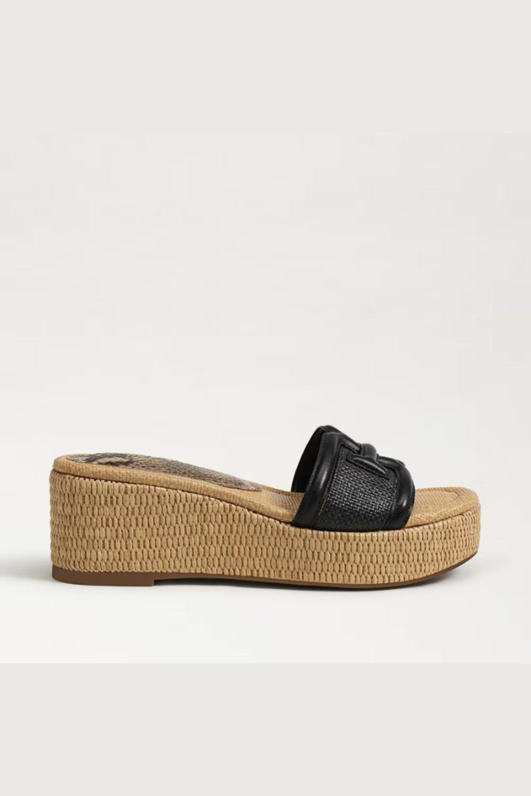 Pauleena Espadrille Sandal - Black Leather Product Image