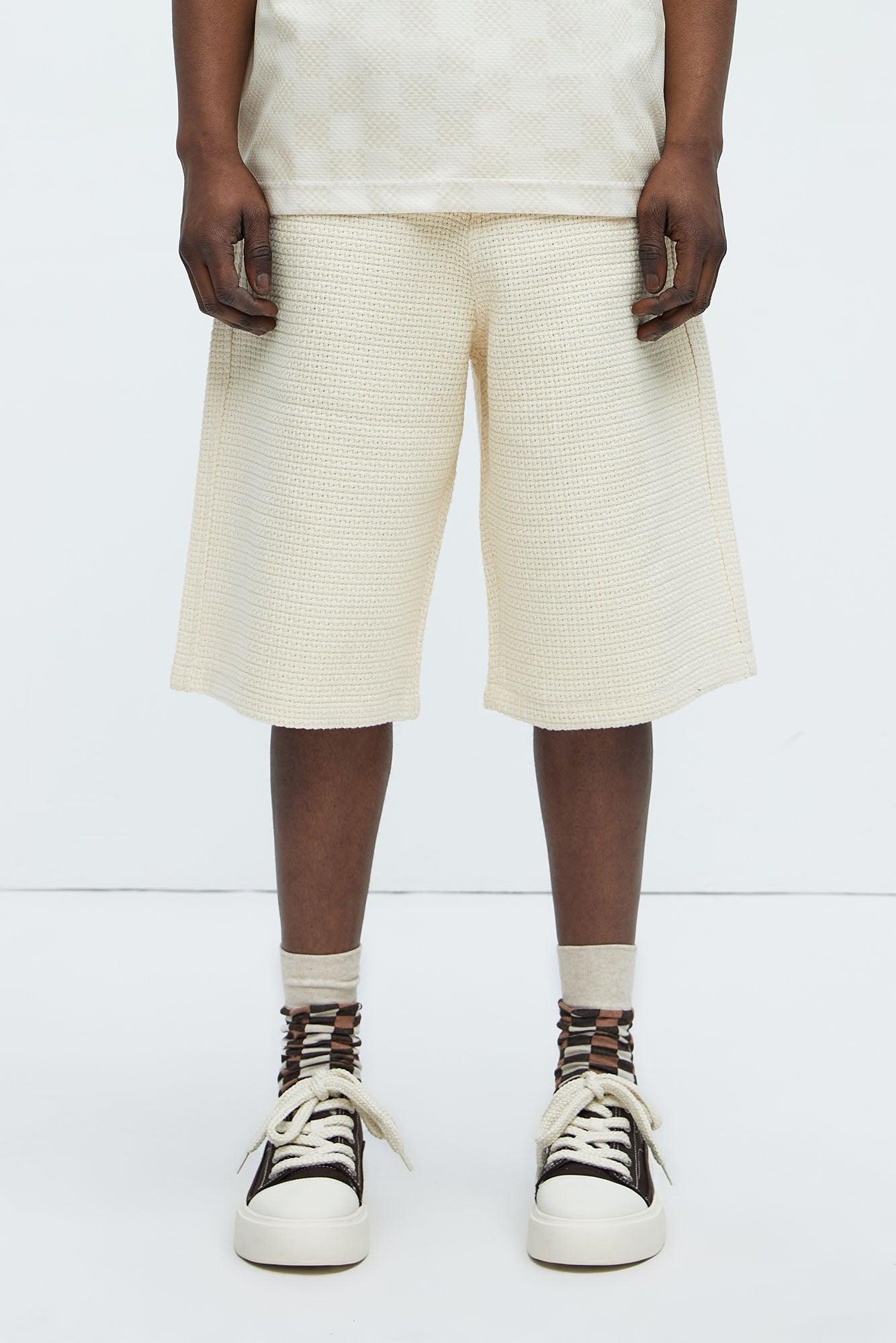 Linden Textured Baggy Shorts - Off White Product Image