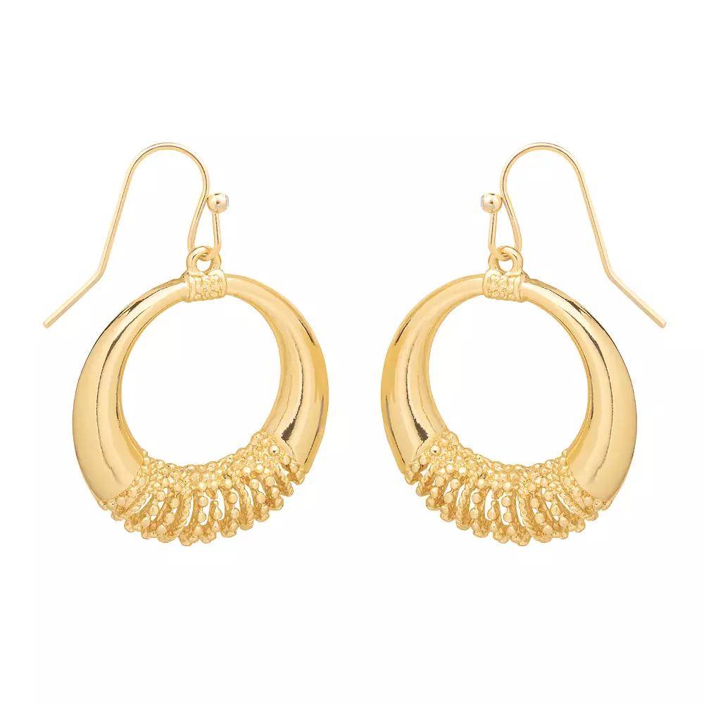 Sonoma Goods For Life® Gold Tone Textured Open Circle Drop Earrings, Women's, None Product Image