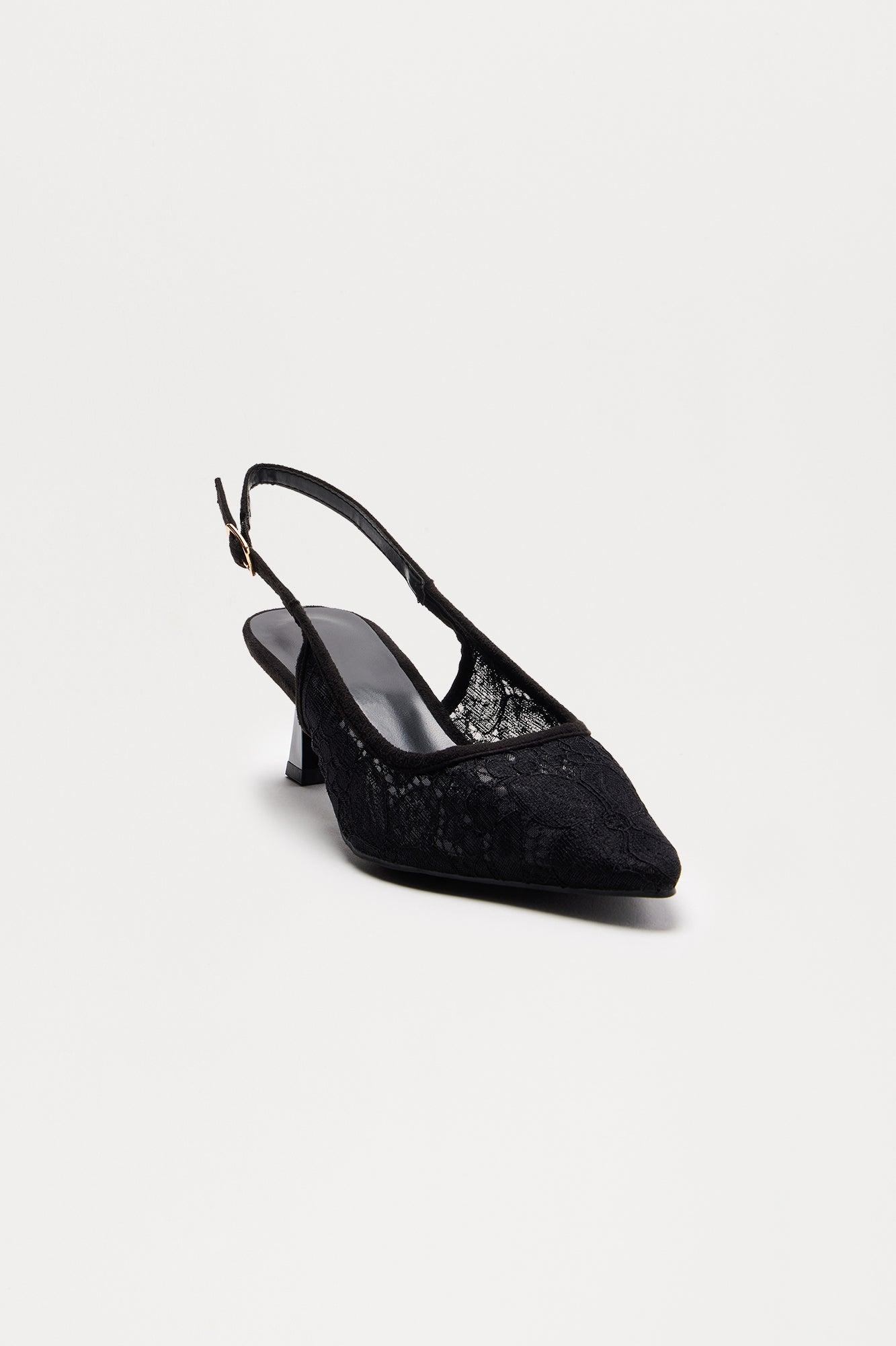 Arica Lace Slingback Pumps - Black Product Image