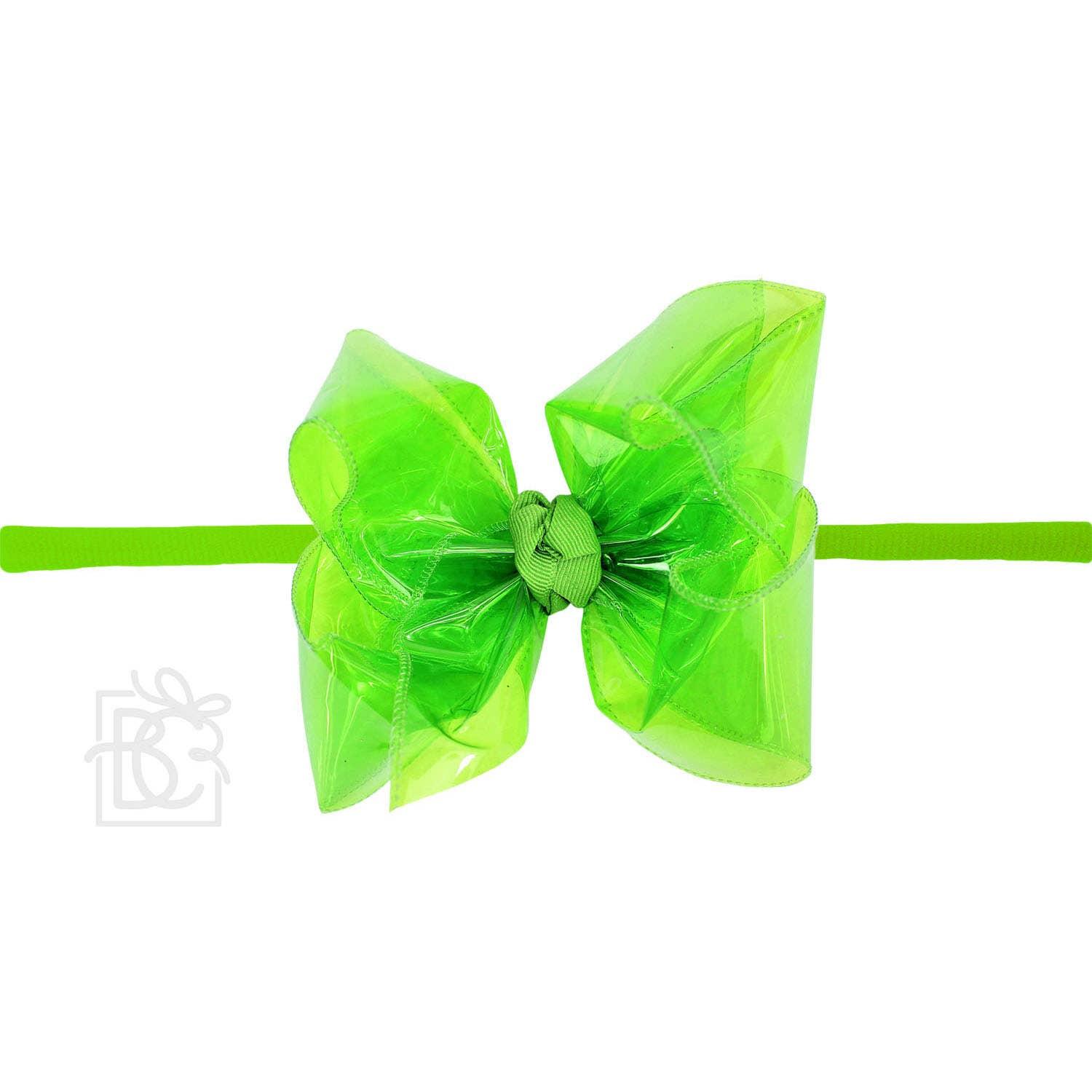 1/4" PANTYHOSE HEADBAND W/WATERPROOF BOW: 5.5" Huge - 2.5" Ribbon / AQUA Product Image