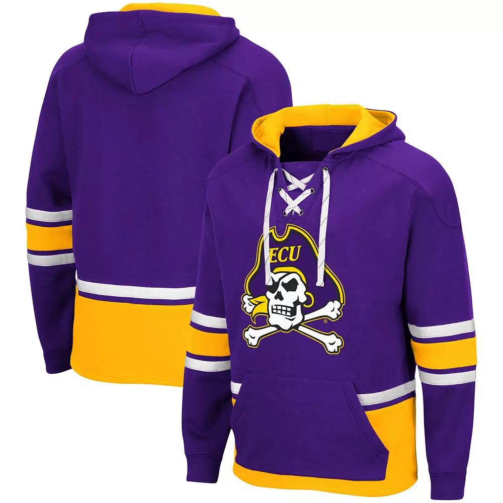 Men's Colosseum Purple ECU Pirates Lace Up 3.0 Pullover Hoodie, Size: Large, Ecu Purple Product Image
